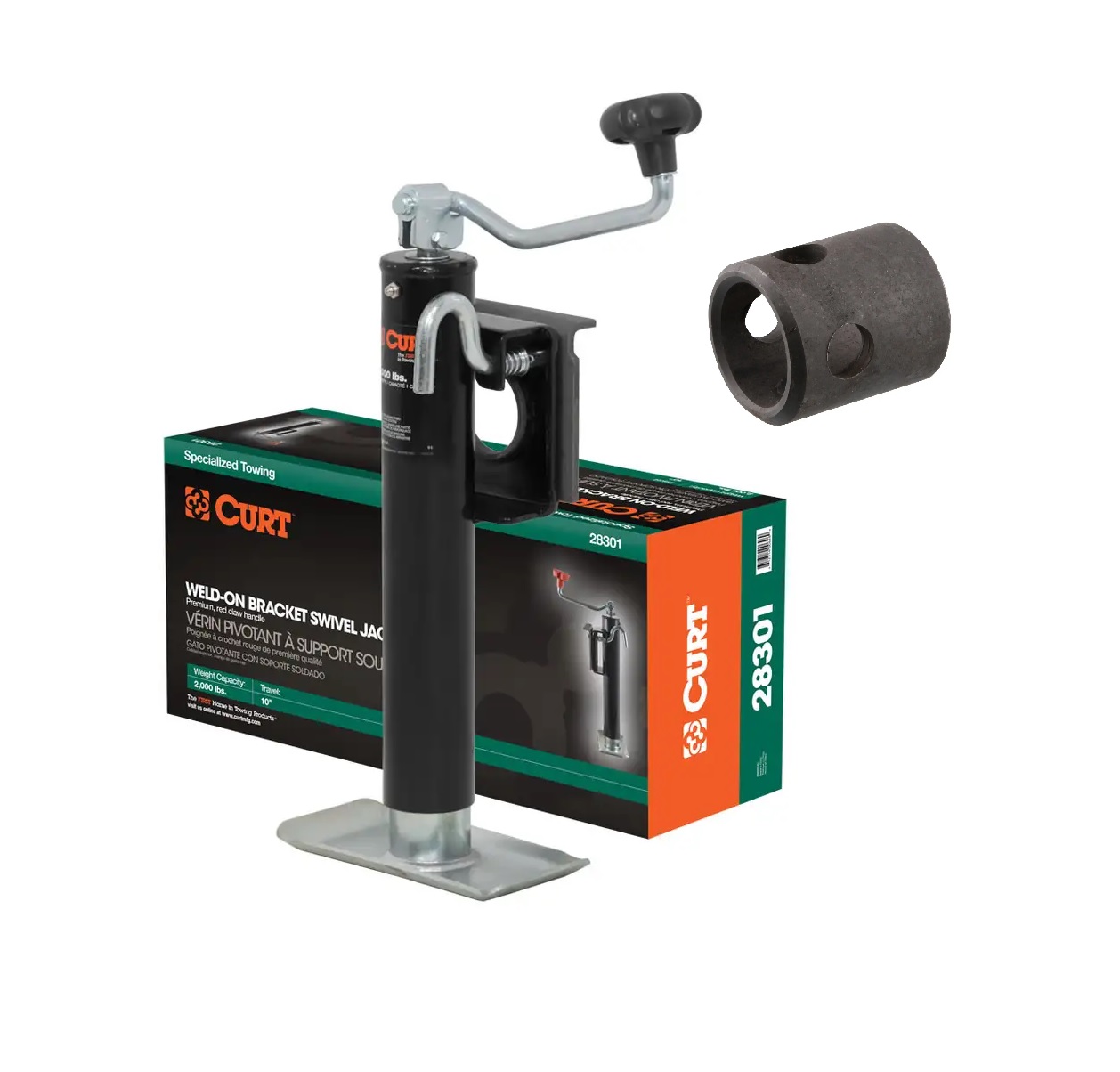 CURT Bracket-Mount Swivel Jack with Top Handle (2,000 lbs, 10" Travel) Trailer Jack thumbnail 0