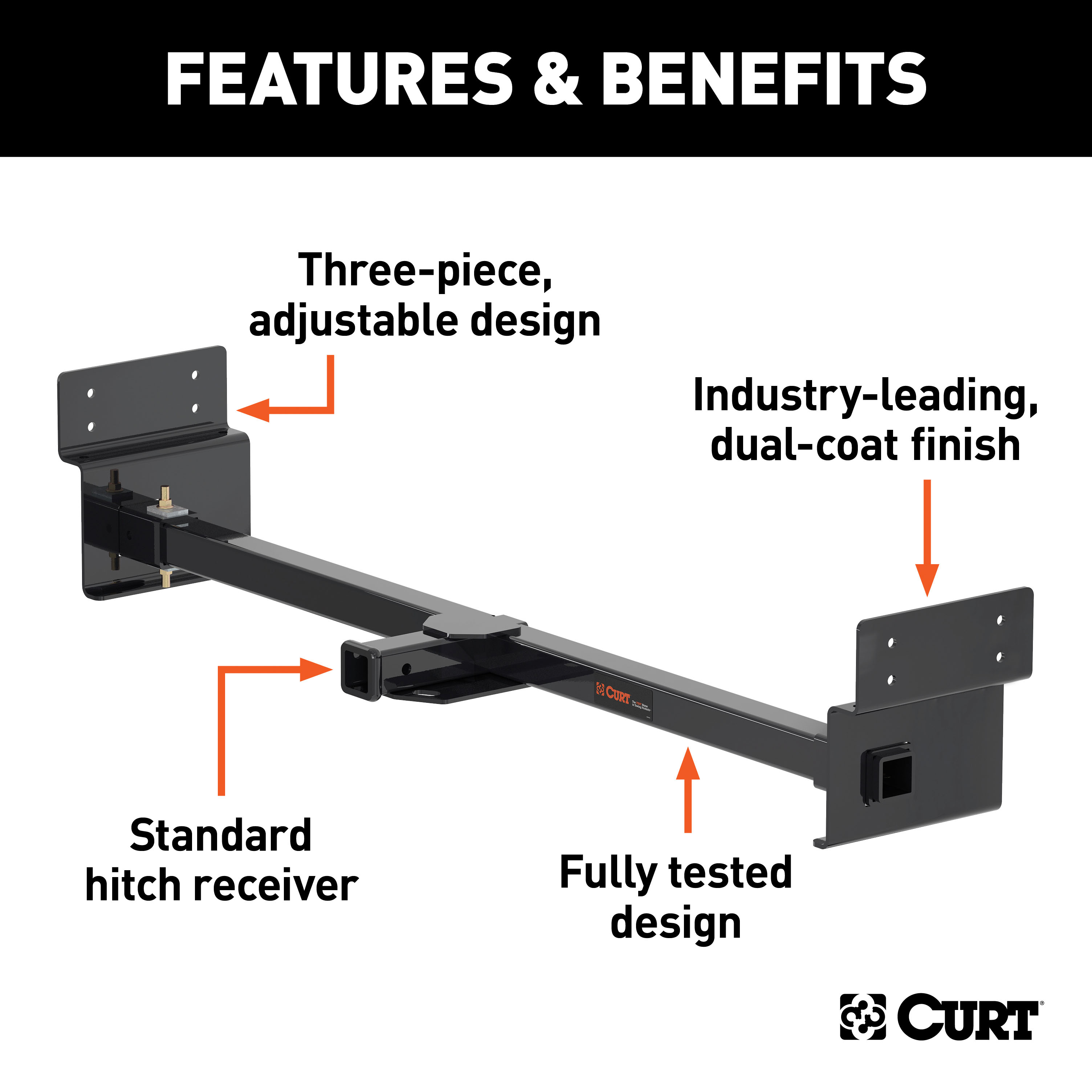 CURT Adjustable RV Trailer Hitch, 2" Receiver (Up to 72" Frames) Trailer Hitch thumbnail 1