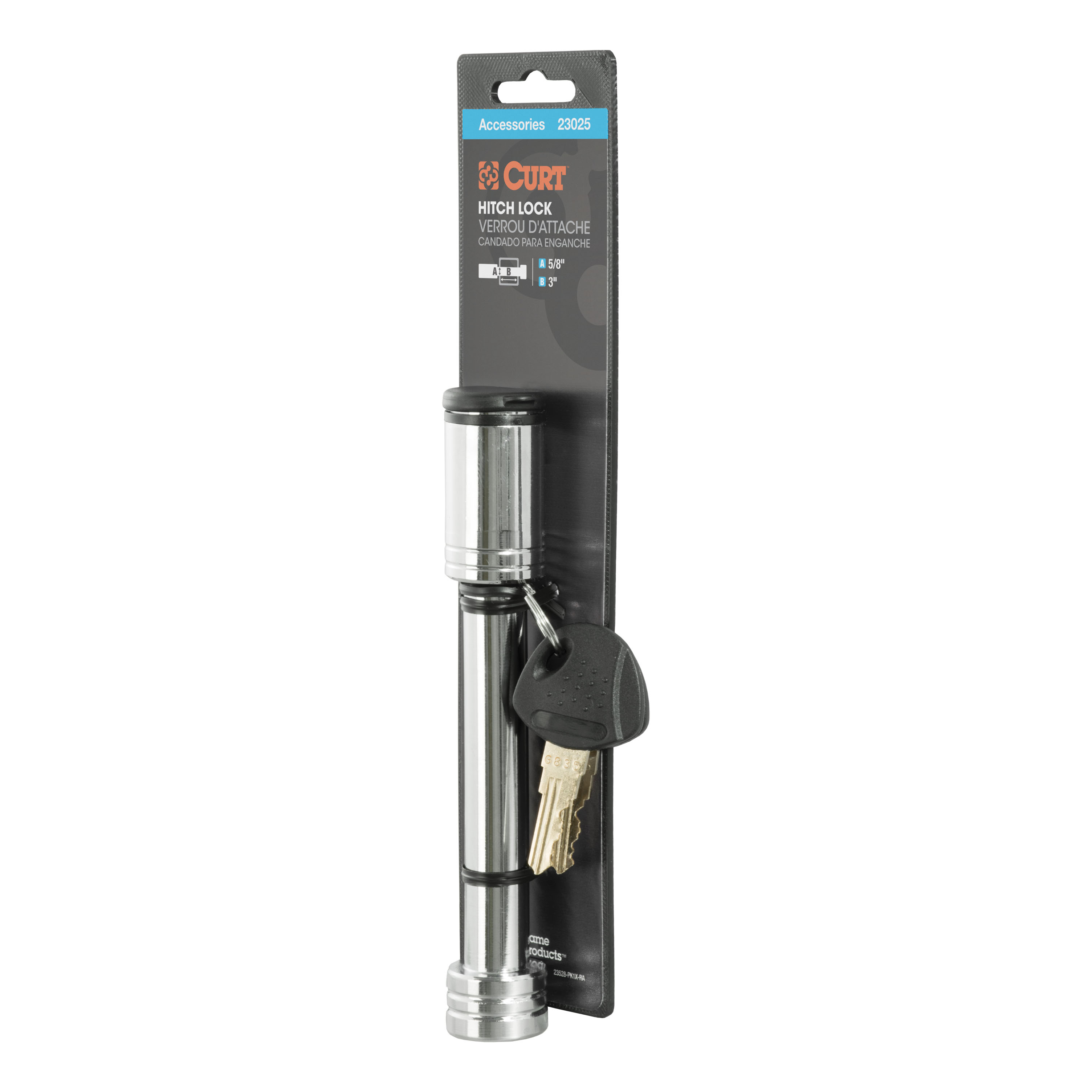 CURT 5/8" Hitch Lock (3" Receiver, Barbell, Chrome) Trailer Hitch Lock thumbnail 9