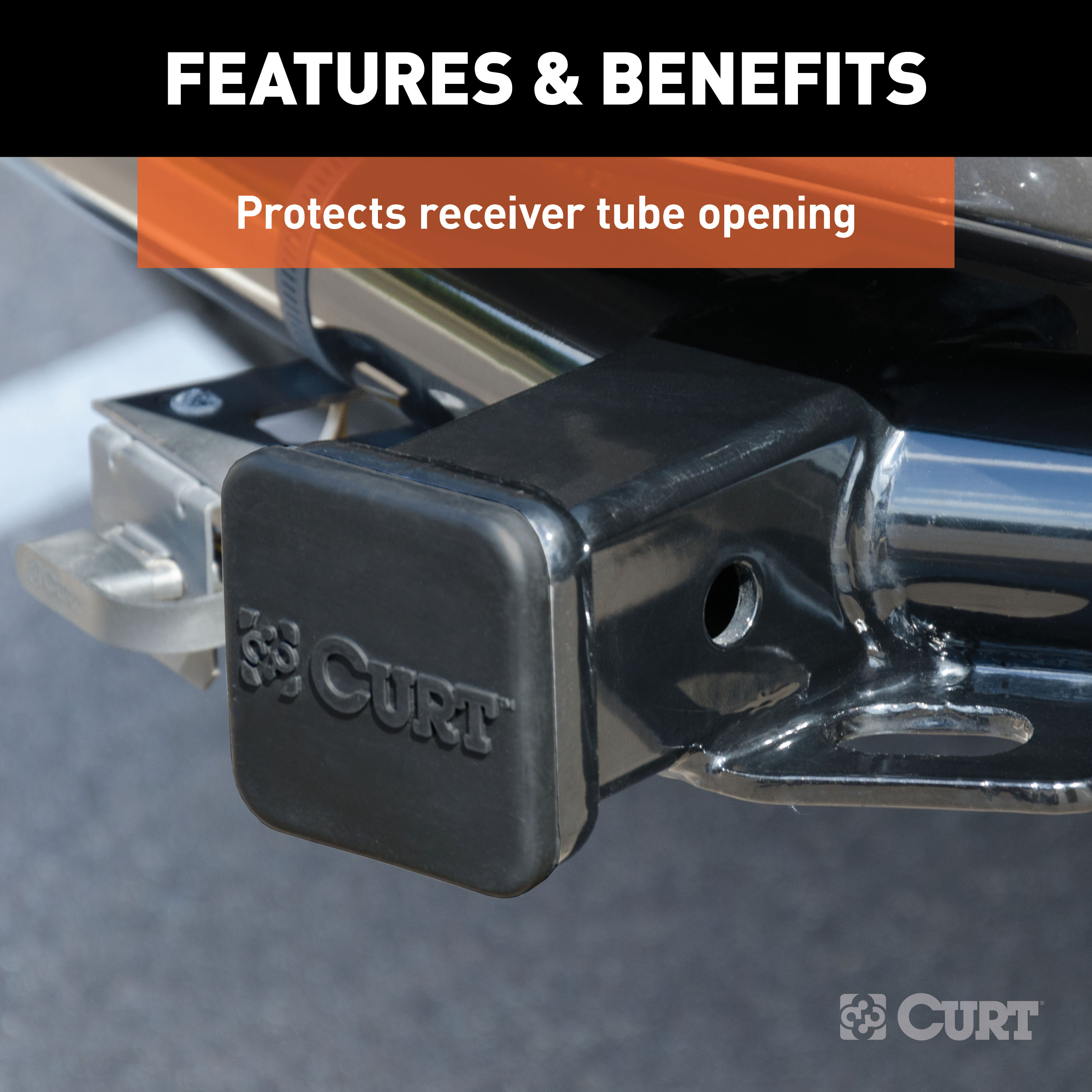 CURT 2" Rubber Hitch Tube Cover (Packaged) Trailer Hitch Cover thumbnail 4