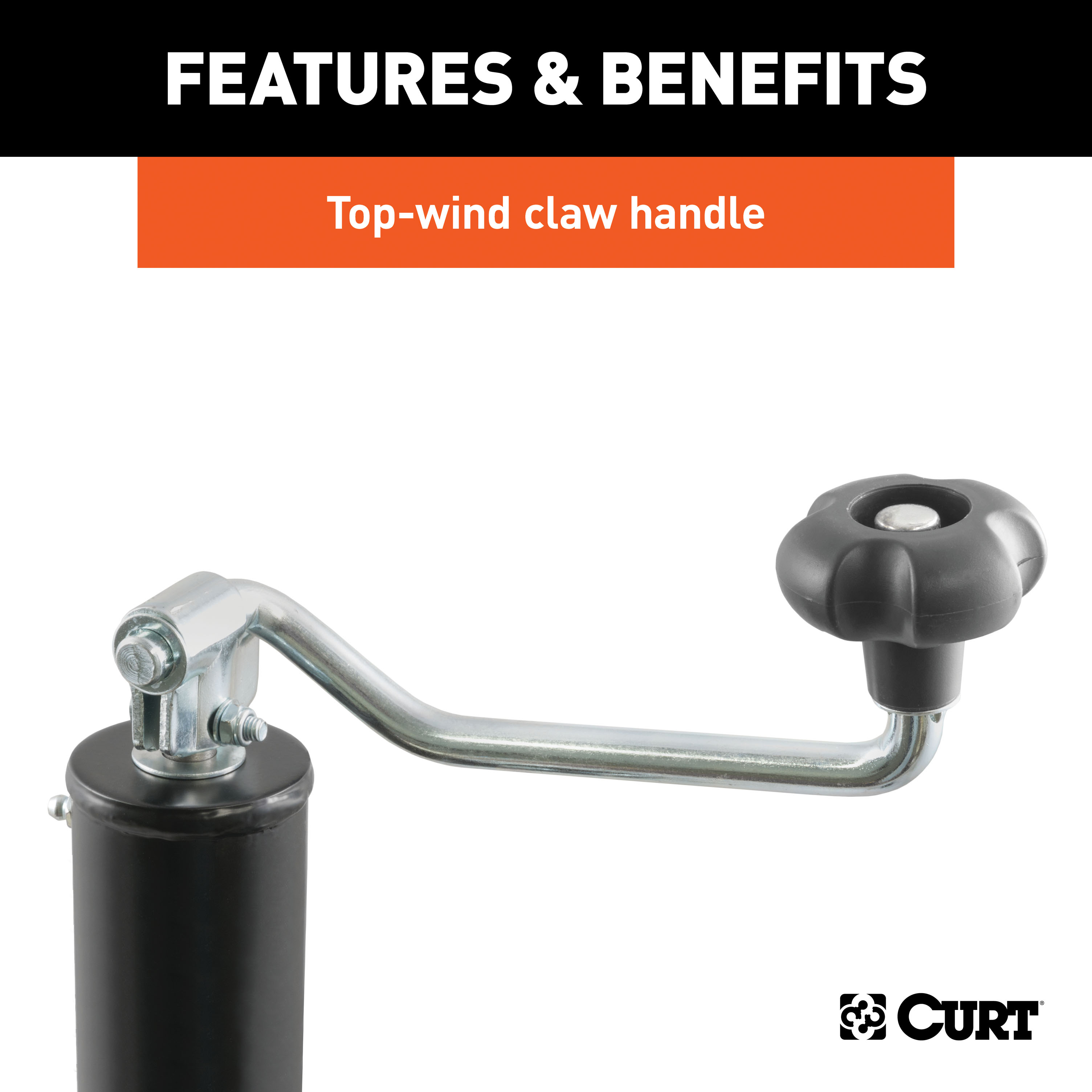 CURT Pipe-Mount Swivel Jack with Top Handle (5,000 lbs, 15" Travel) Trailer Jack thumbnail 3