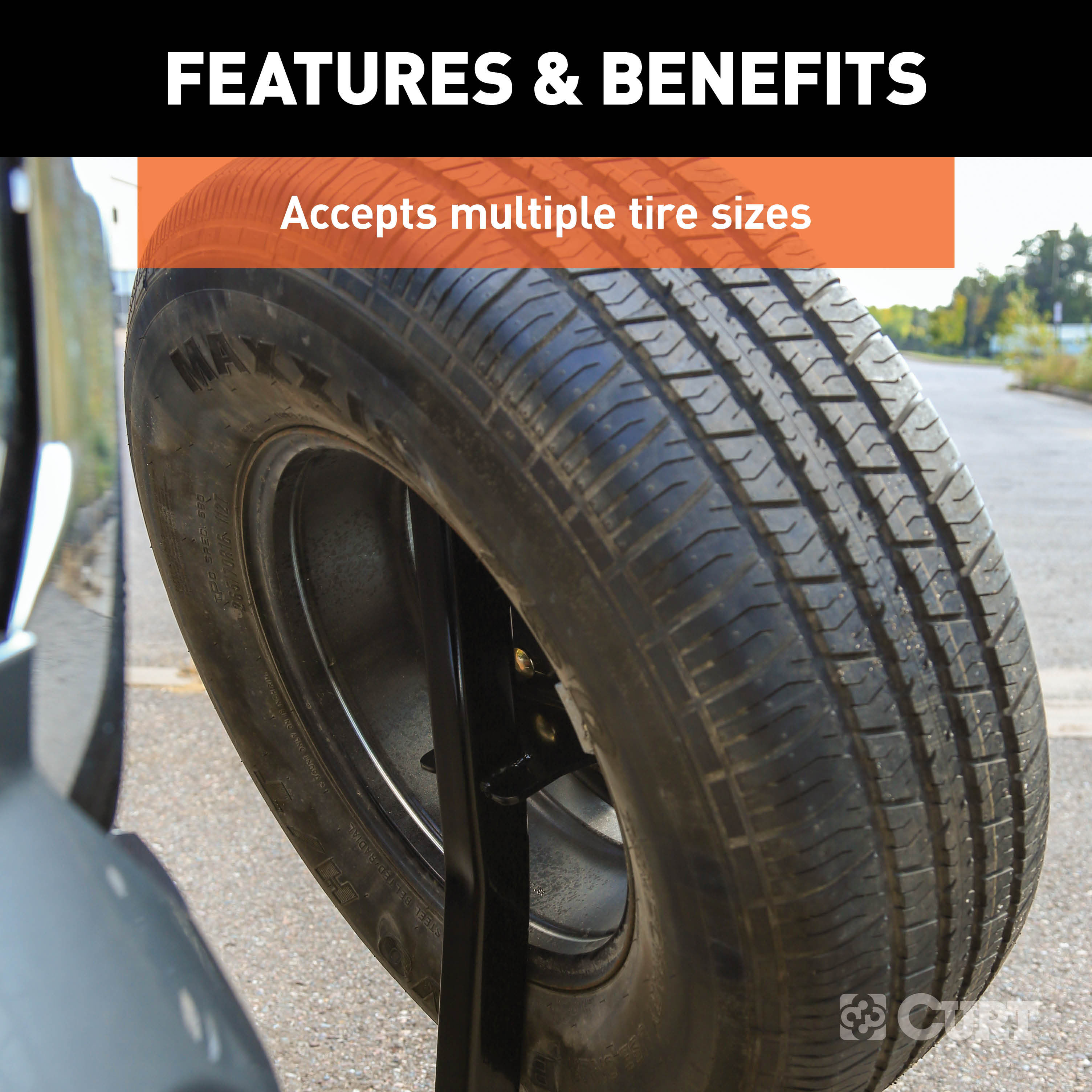 CURT Hitch-Mounted Spare Tire Mount (Fits 2" Receiver) Spare Tire Carrier Mount thumbnail 3