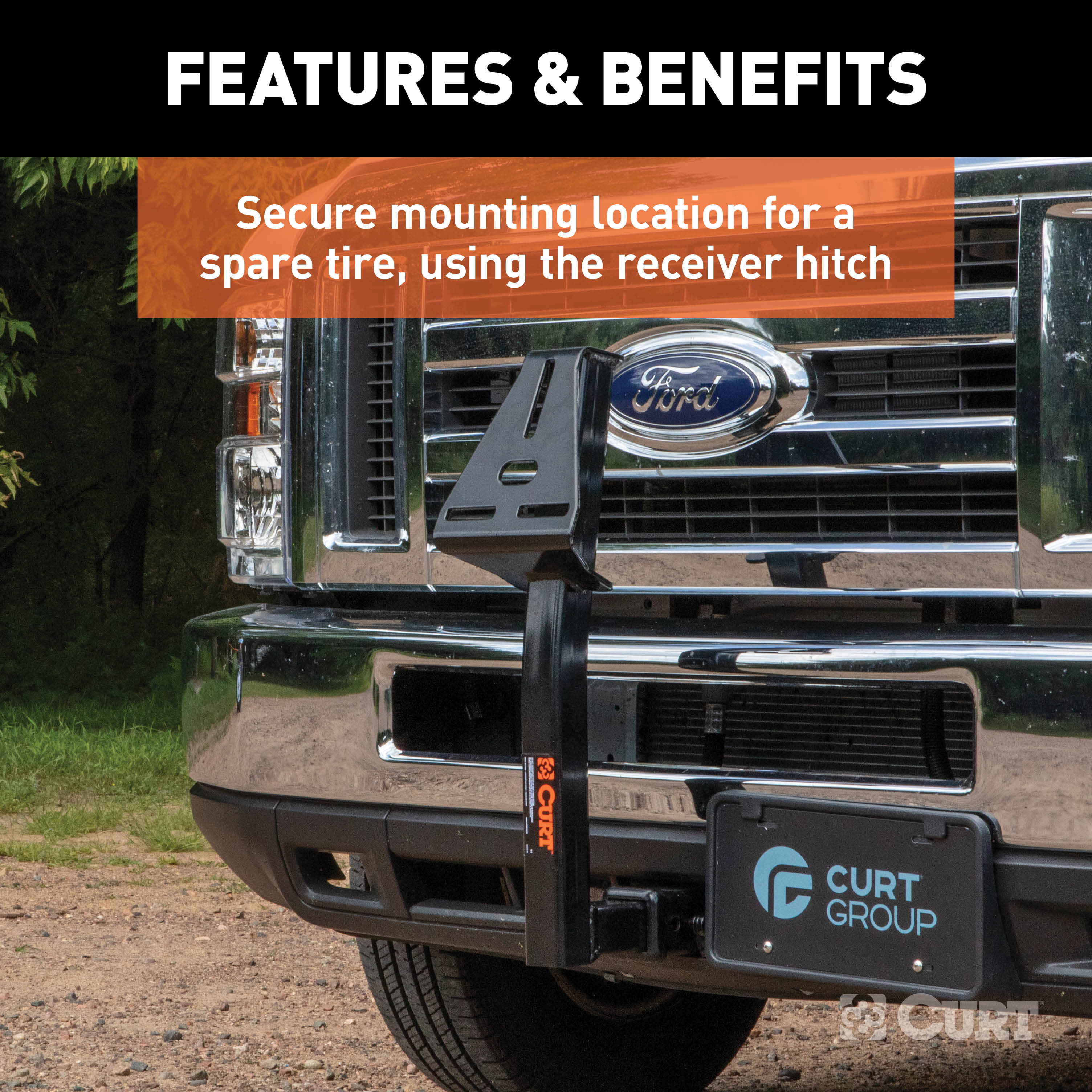 CURT Hitch-Mounted Spare Tire Mount (Fits 2" Receiver) Spare Tire Carrier Mount thumbnail 2