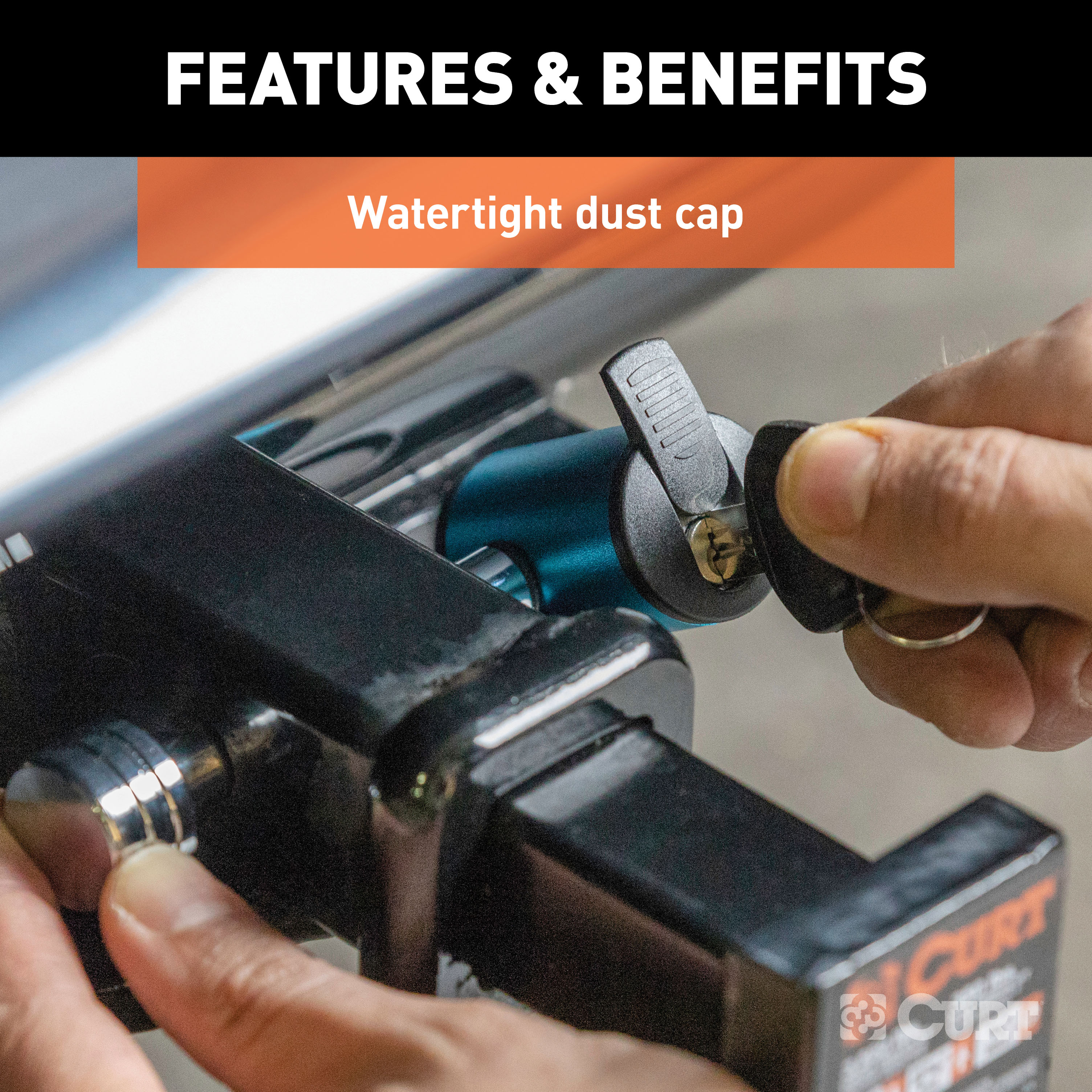 CURT 1/2" Hitch Lock with 5/8" Adapter (1-1/4" or 2" Receiver, Right-Angle, Chrome) Trailer Hitch Lock thumbnail 6