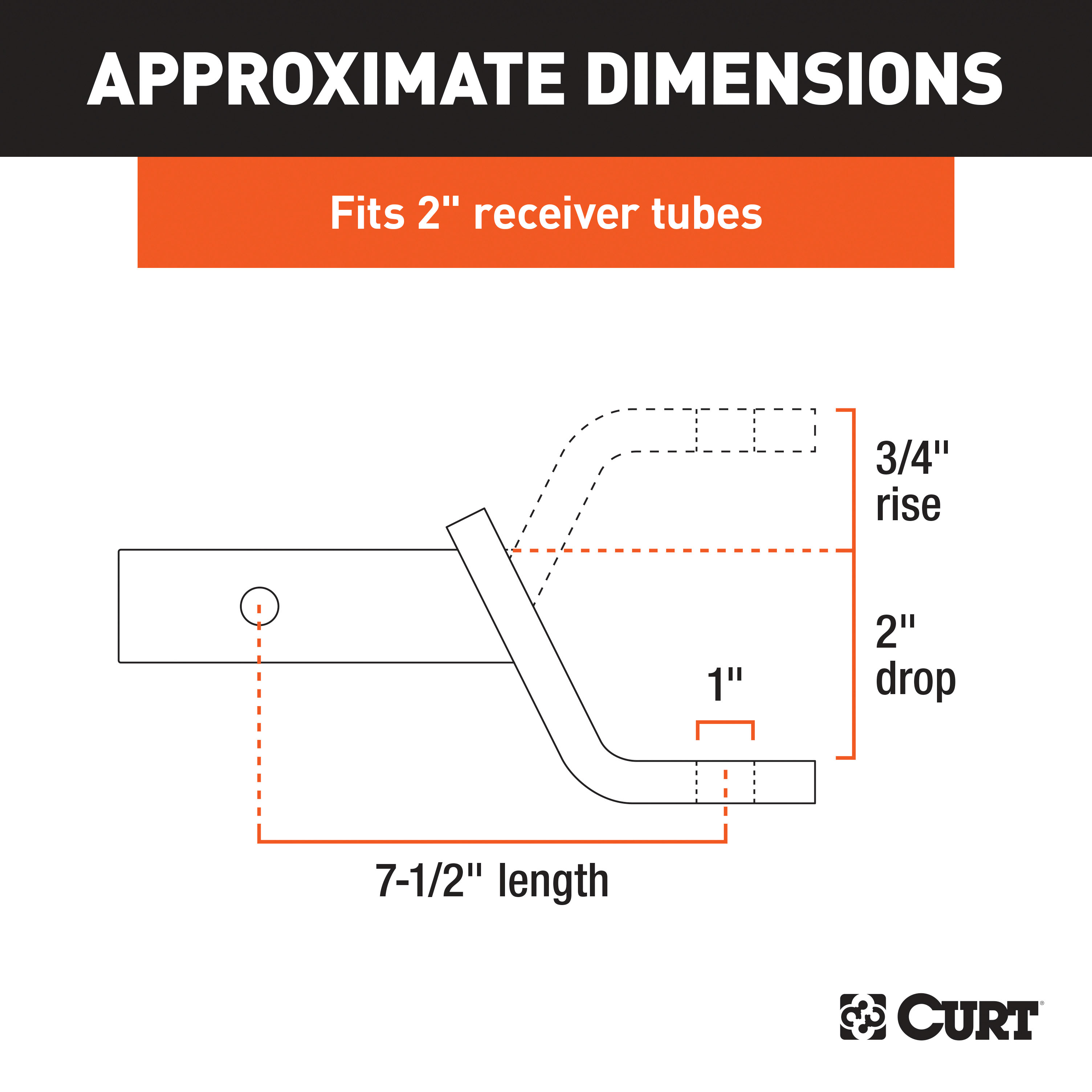 CURT Class 3 Ball Mount (2" Shank, 7,500 lbss., 2" Drop, 7-1/2" Long, Chrome) Trailer Hitch Ball Mount thumbnail 2