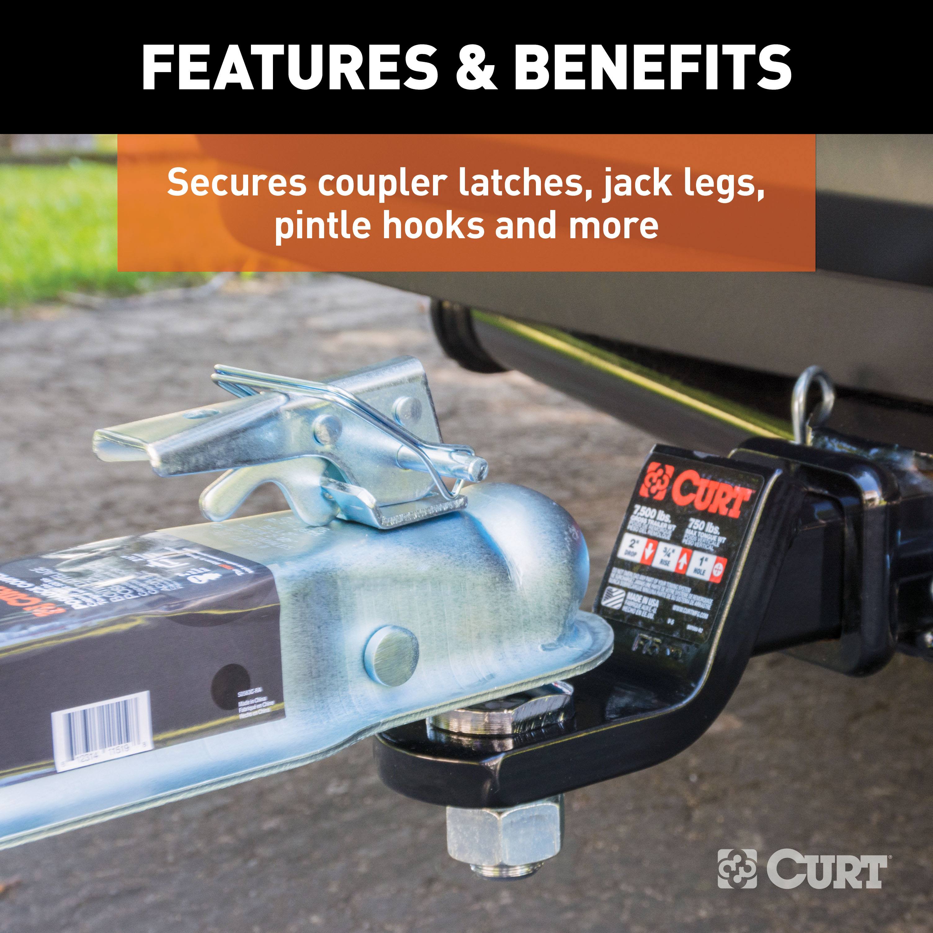 CURT 1/4" Safety Pin (2-3/4" Pin Length, Packaged) Trailer Hitch Lock thumbnail 2