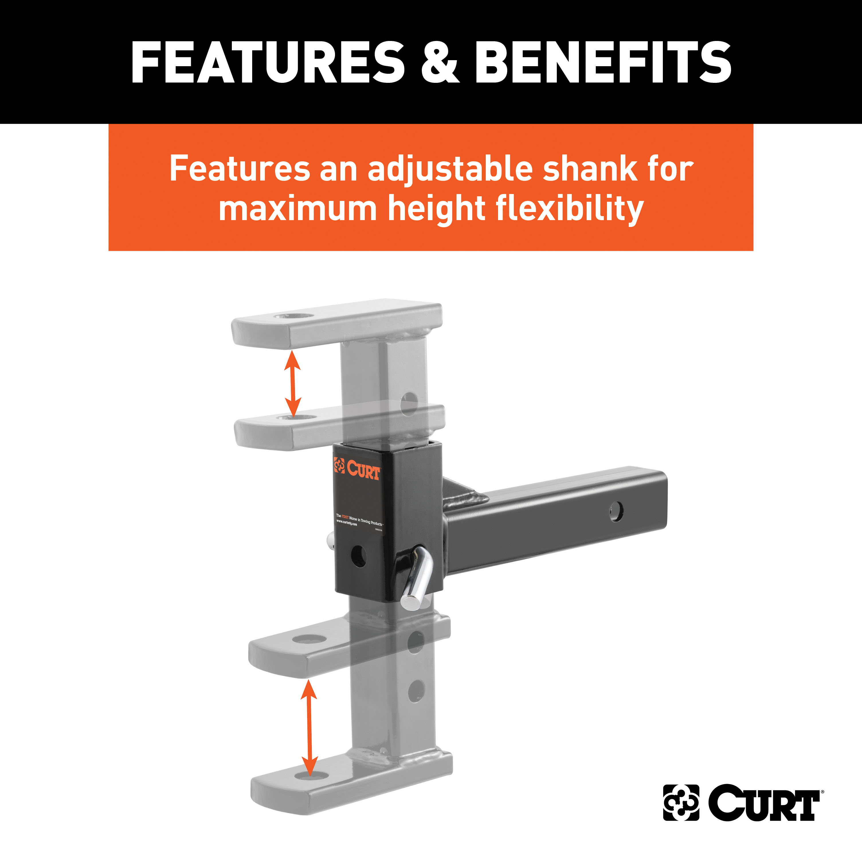 CURT Adjustable Ball Mount (2" Shank, 1" Ball Hole) Trailer Hitch Ball Mount thumbnail 2
