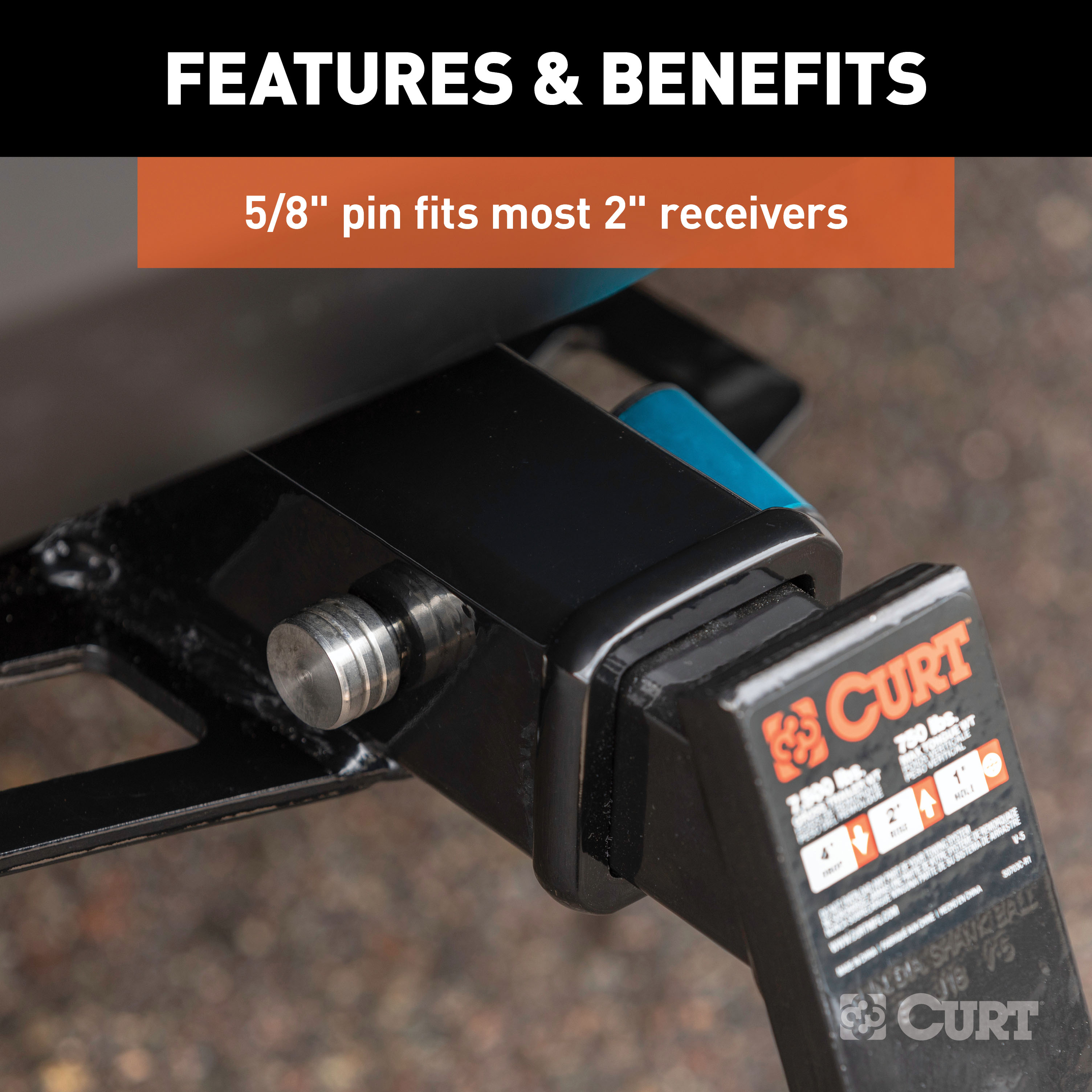 CURT 5/8" Hitch Lock (2" Receiver, Right-Angle, Stainless) Trailer Hitch Lock thumbnail 2