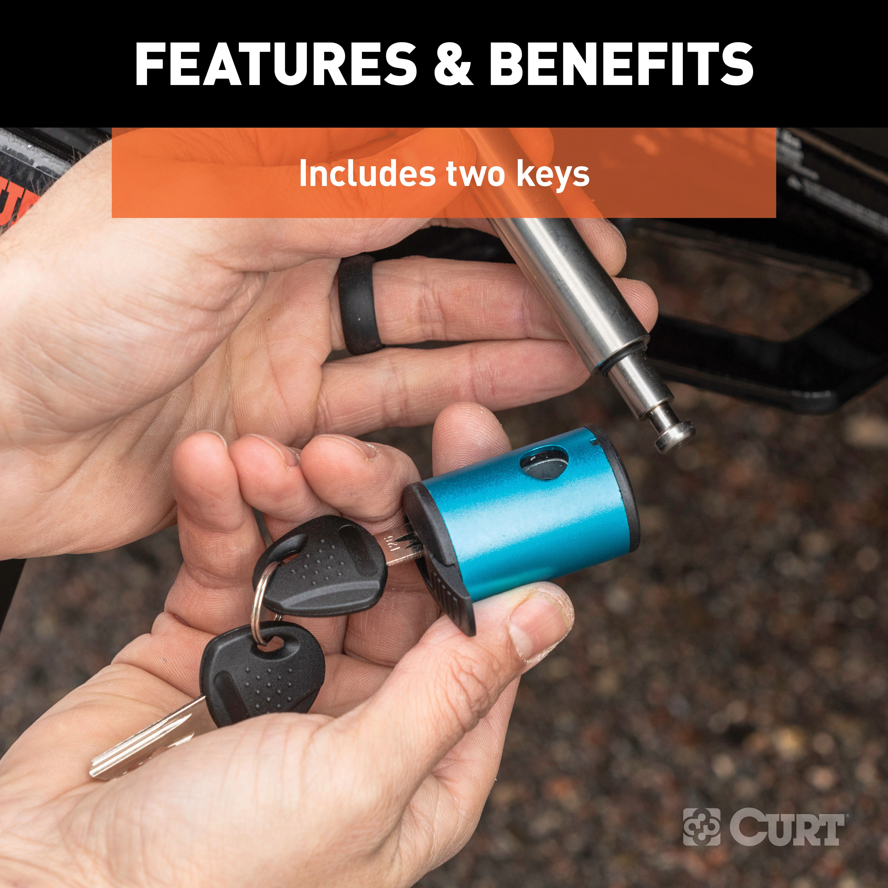 CURT 5/8" Hitch Lock (2" Receiver, Right-Angle, Stainless) Trailer Hitch Lock thumbnail 7