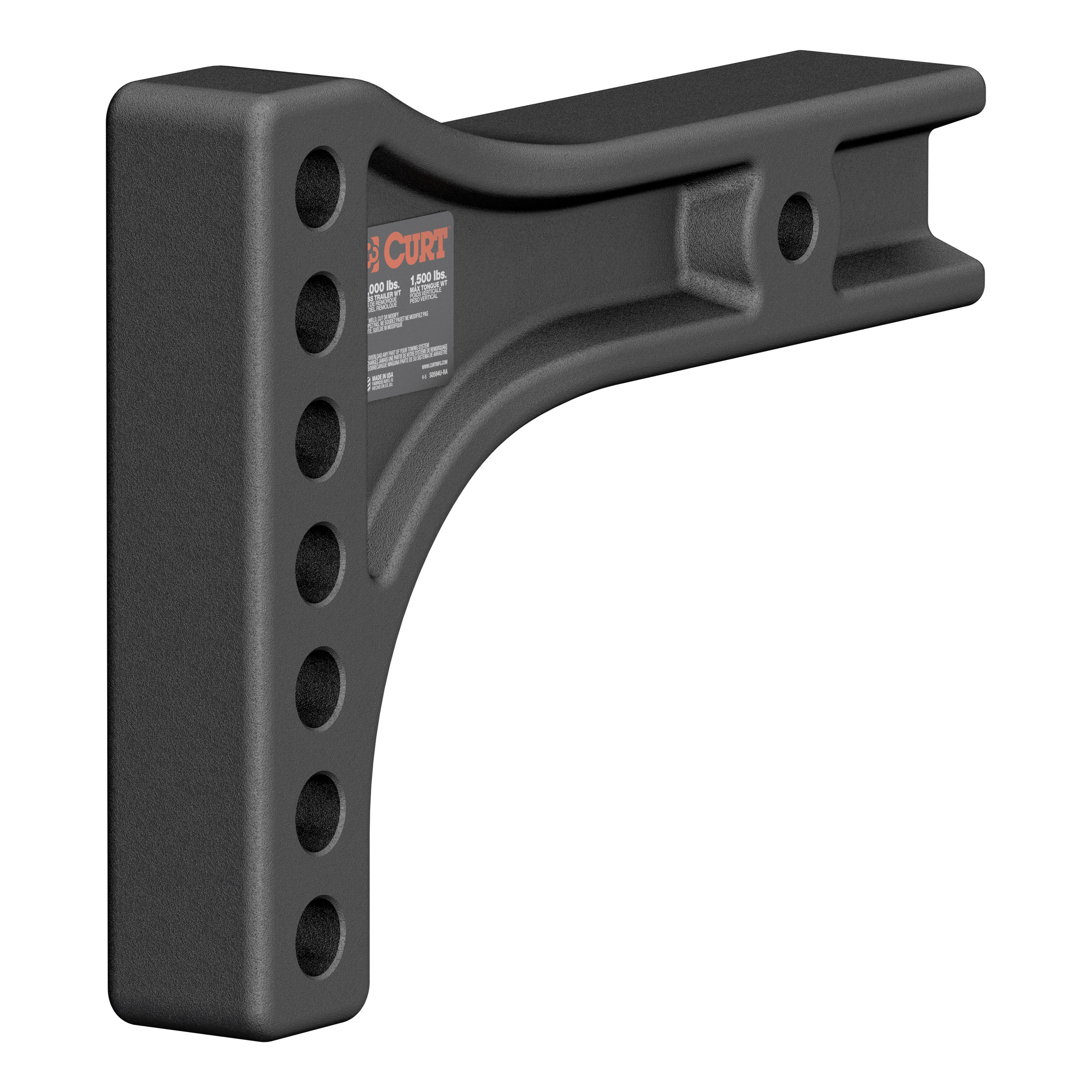 CURT Weight Distribution Shank (2-1/2" Shank, 2" Drop, 6" Rise) Trailer Hitch thumbnail 0