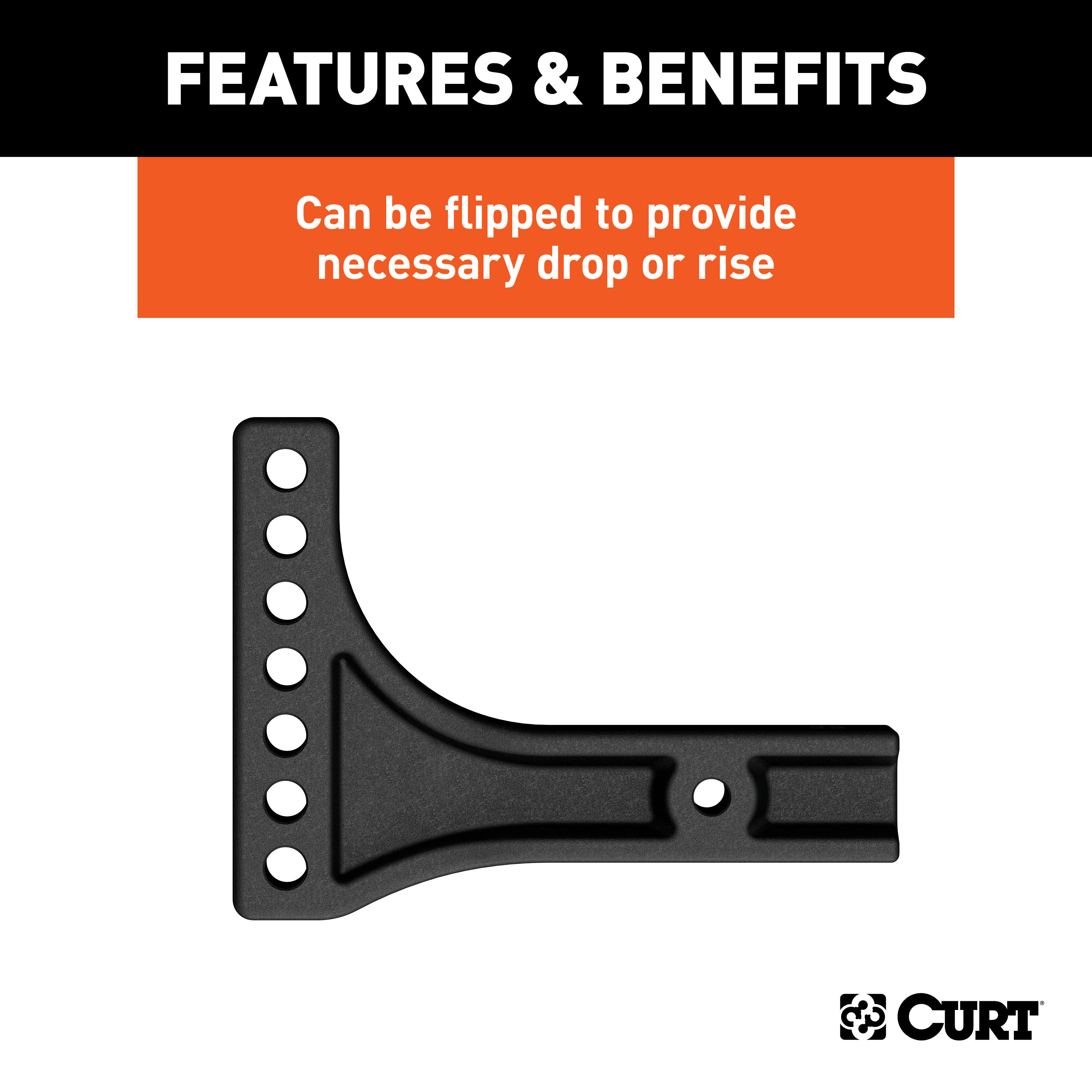 CURT Weight Distribution Shank (2-1/2" Shank, 2" Drop, 6" Rise) Trailer Hitch thumbnail 2