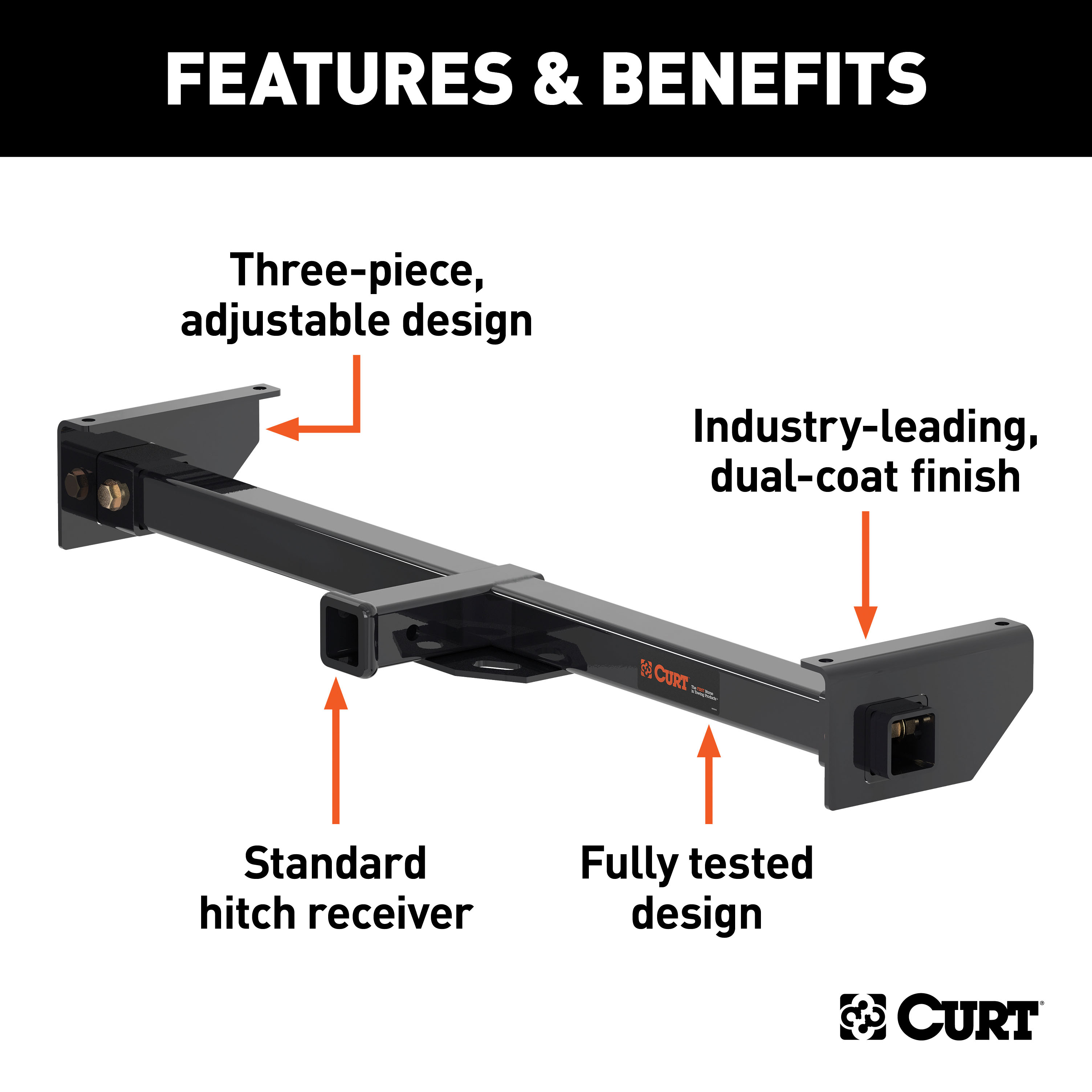 CURT Adjustable RV Trailer Hitch, 2" Receiver (Up to 51" Frames) Trailer Hitch thumbnail 2