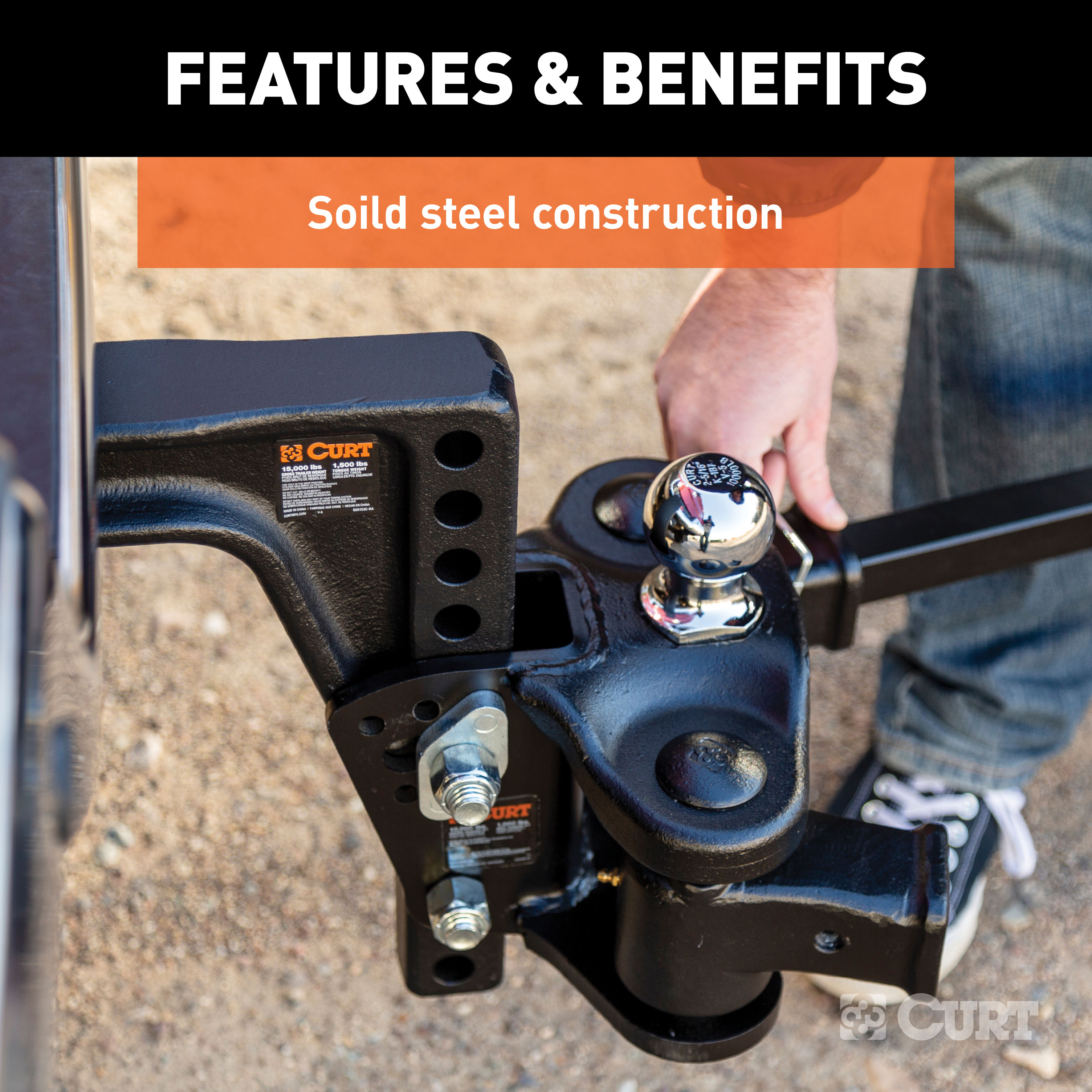 CURT Weight Distribution Shank (2-1/2" Shank, 8" Drop) Trailer Hitch thumbnail 3