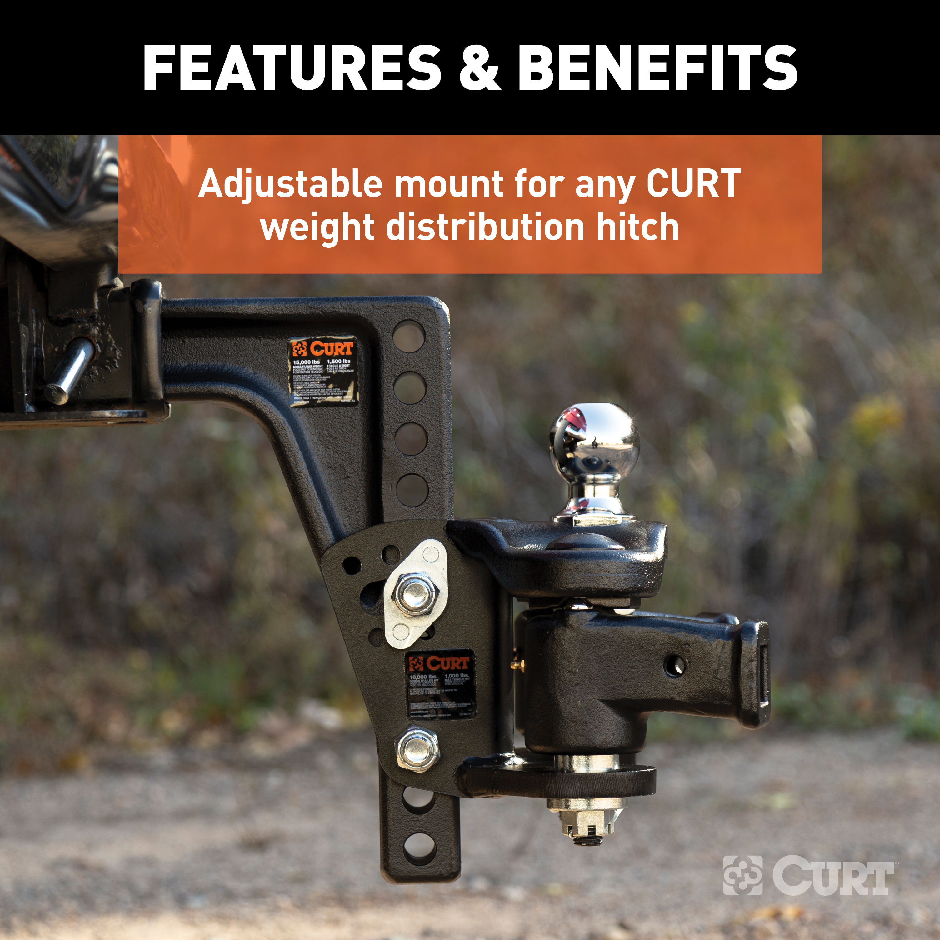 CURT Weight Distribution Shank (2-1/2" Shank, 8" Drop) Trailer Hitch thumbnail 2
