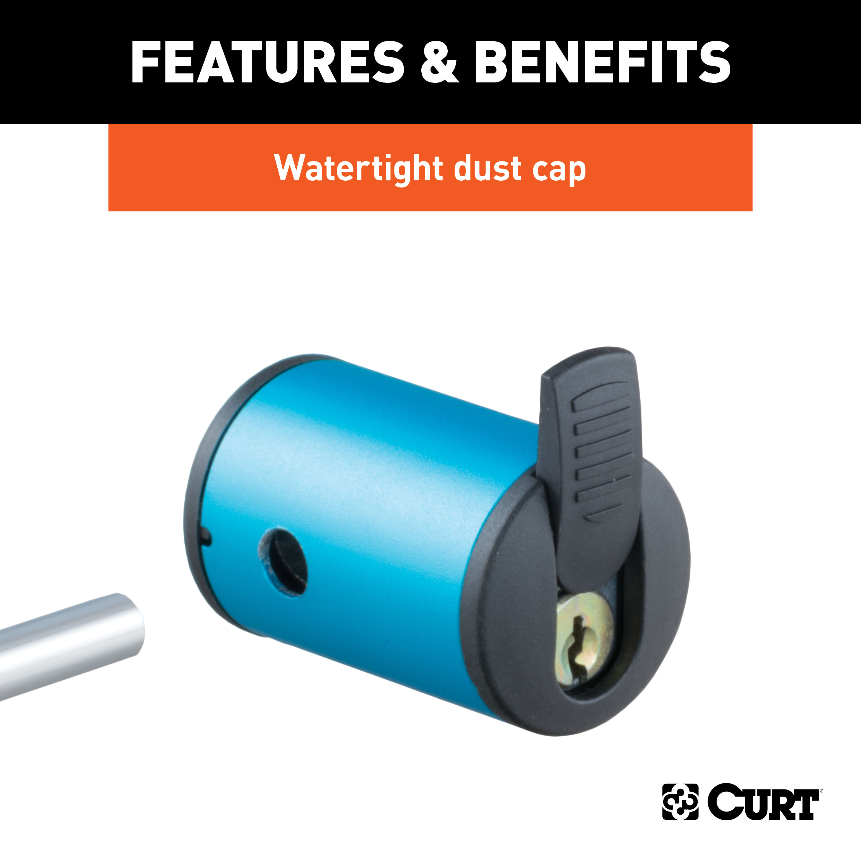 CURT Coupler Lock (1/4" Pin, 1" to 3" Latch Span, Right-Angle, Chrome) Trailer Hitch Lock thumbnail 4