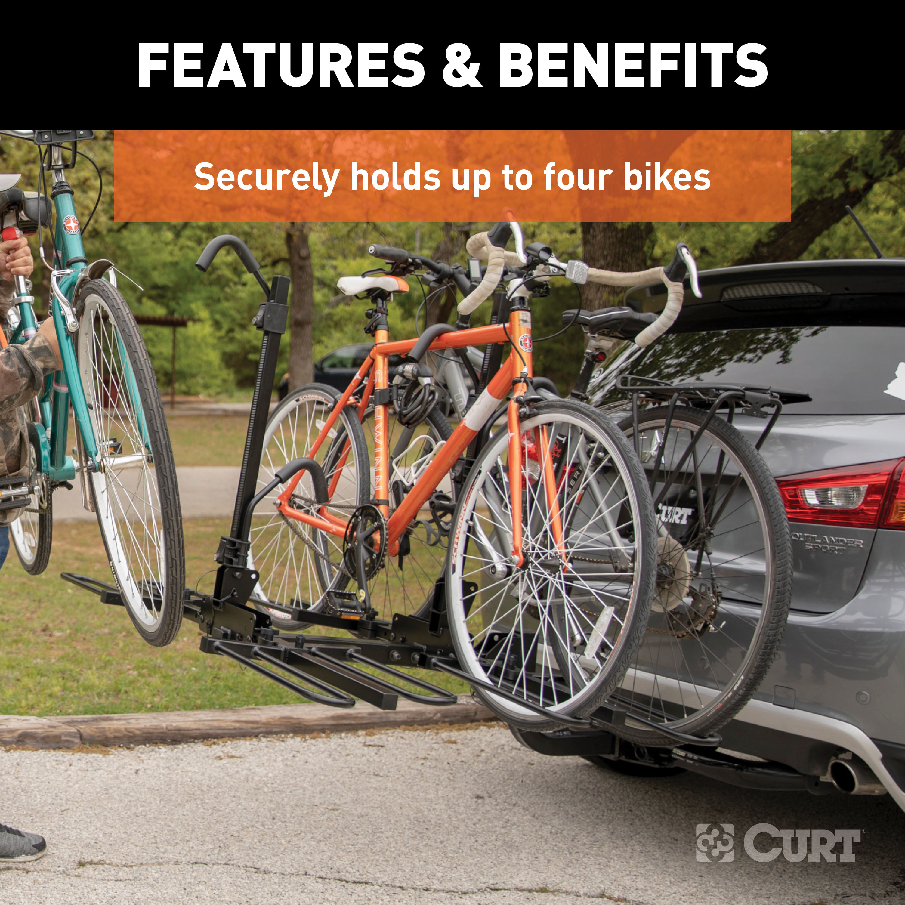 CURT Tray-Style Hitch-Mounted Bike Rack (4 Bikes, 2" Shank) Bicycle Rack thumbnail 4