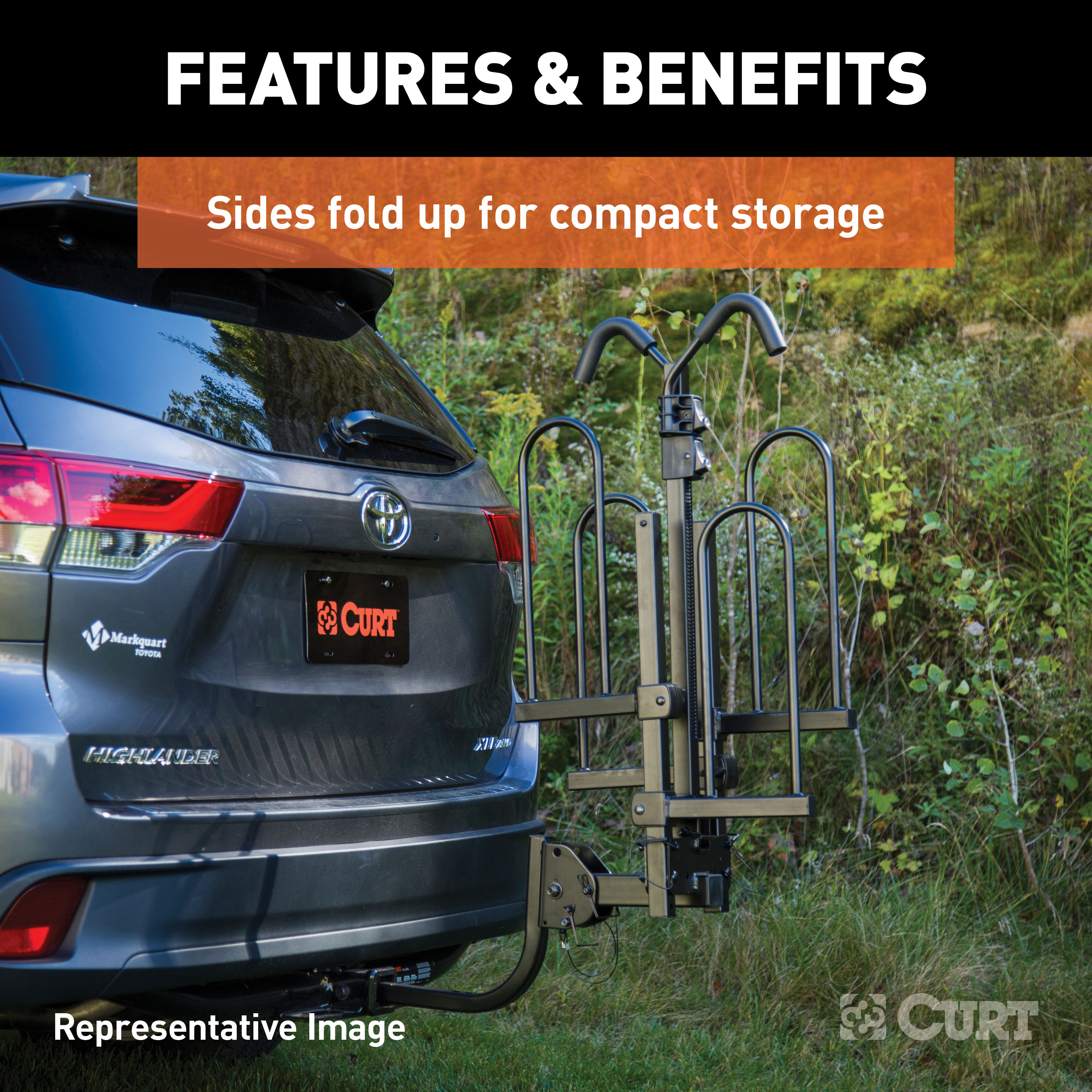 CURT Tray-Style Hitch-Mounted Bike Rack (4 Bikes, 2" Shank) Bicycle Rack thumbnail 9