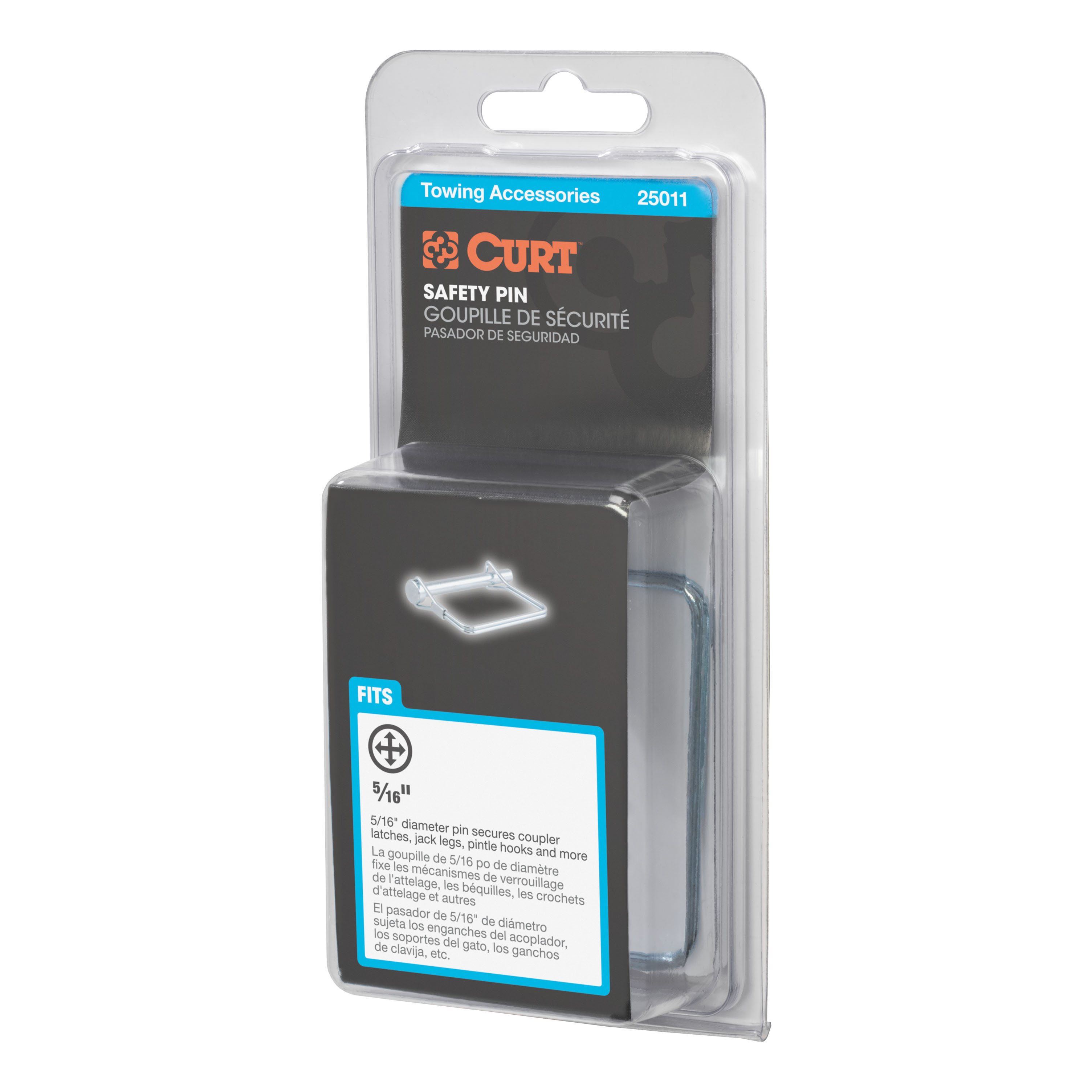 CURT 5/16" Safety Pin (3" Pin Length, Packaged) Trailer Hitch Lock thumbnail 3