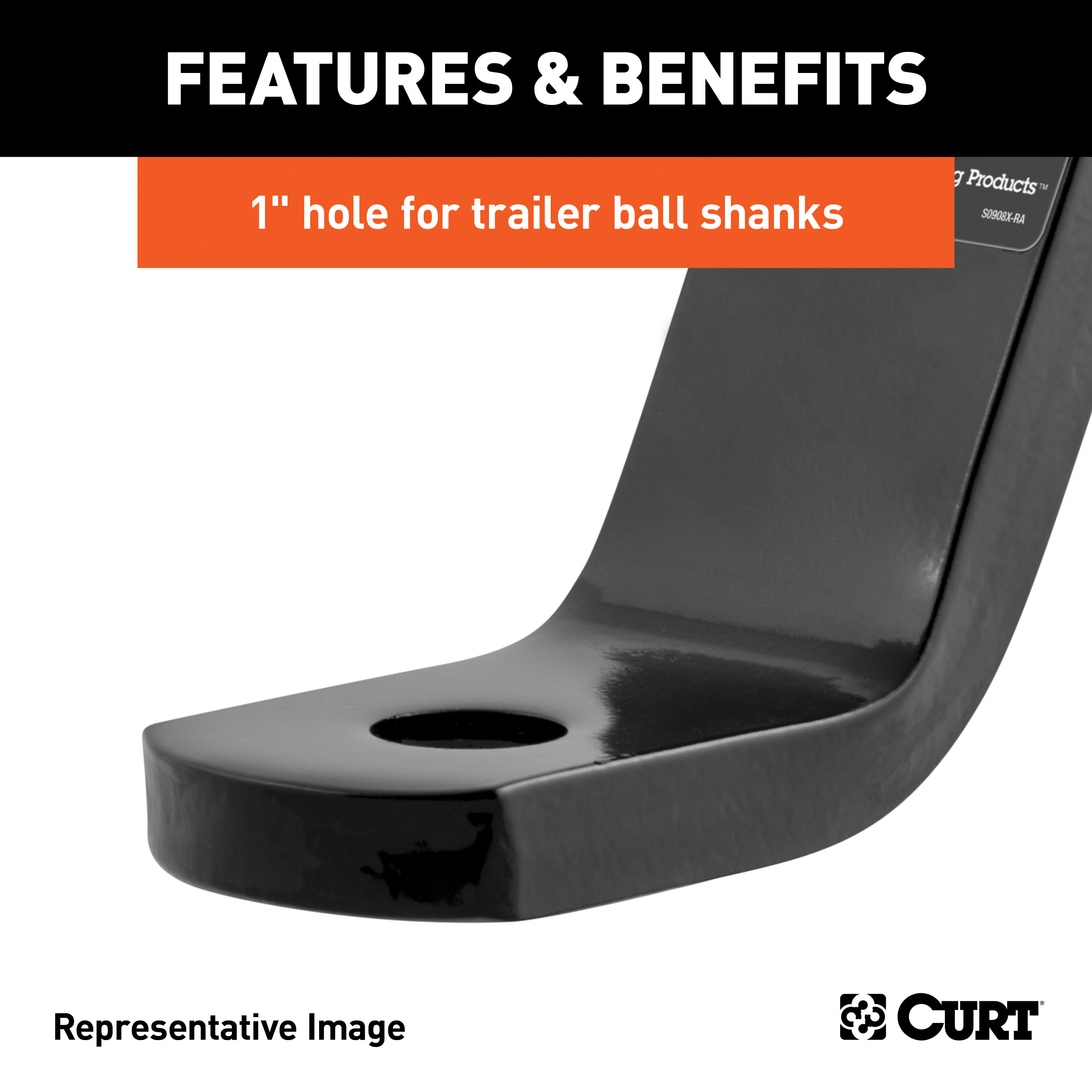 CURT Class 3 Ball Mount (2" Shank, 7,500 lbss., 4" Drop, 10-1/4" Long) Trailer Hitch Ball Mount thumbnail 5