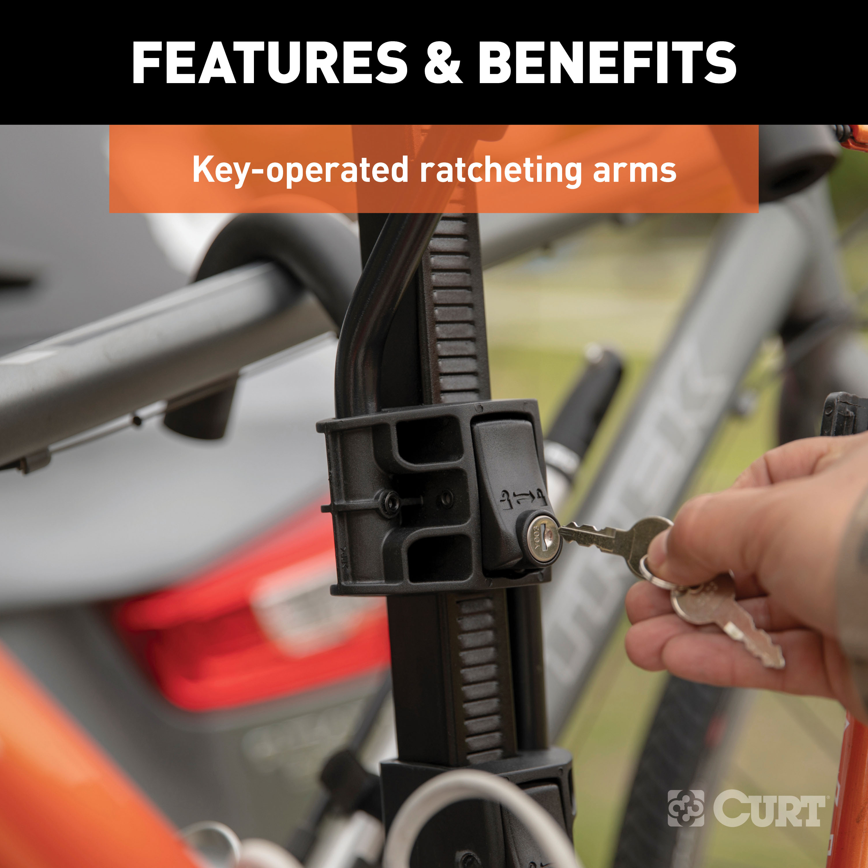 CURT Tray-Style Hitch-Mounted Bike Rack (2 Bikes, 1-1/4" or 2" Shank) Bicycle Rack thumbnail 6