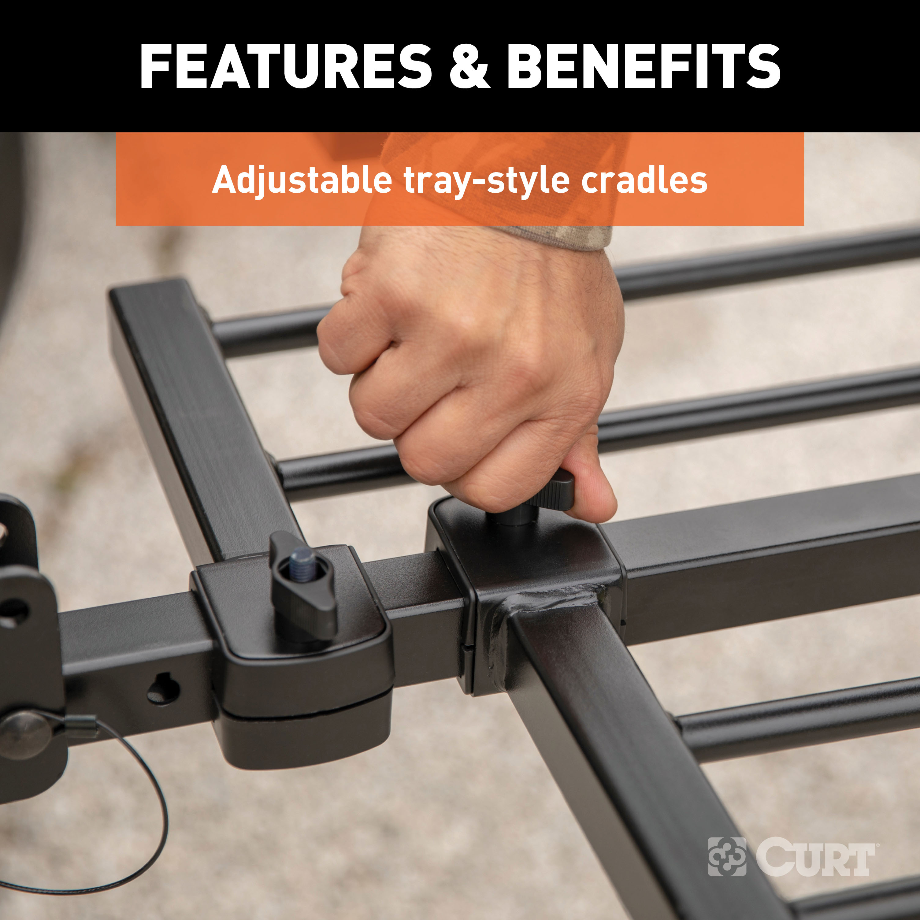 CURT Tray-Style Hitch-Mounted Bike Rack (2 Bikes, 1-1/4" or 2" Shank) Bicycle Rack thumbnail 3