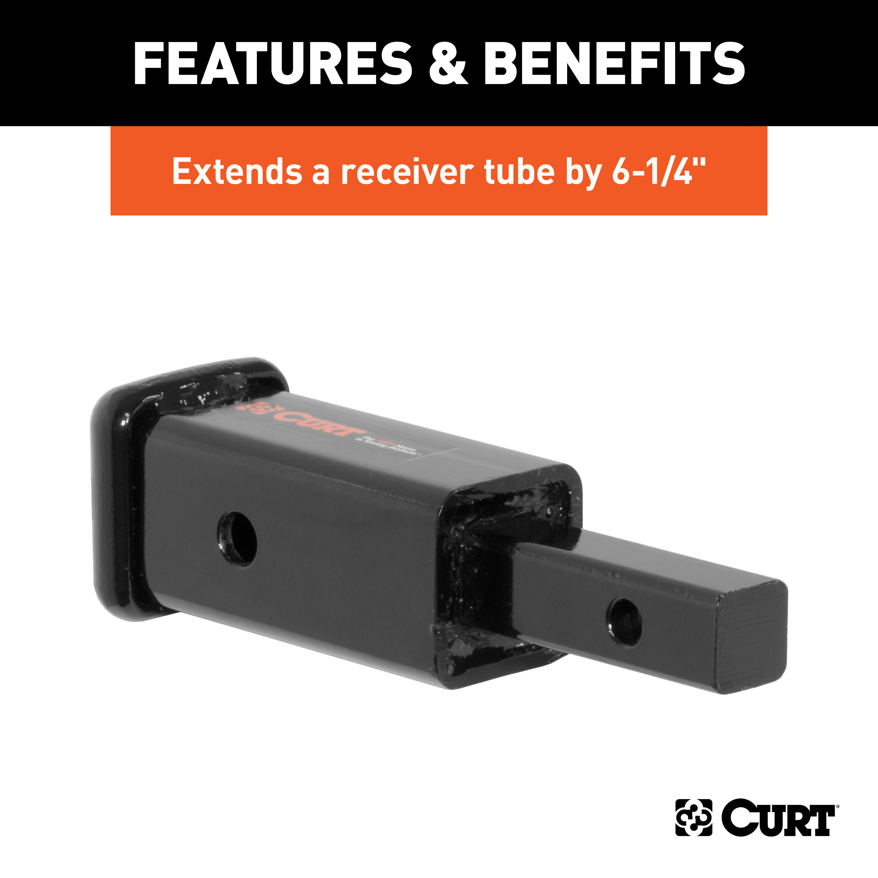 CURT Receiver Tube Adapter (1-1/4" to 2" Shank, Not for Towing Use, 6-1/4" Length) Trailer Hitch Receiver Tube Adapter thumbnail 2