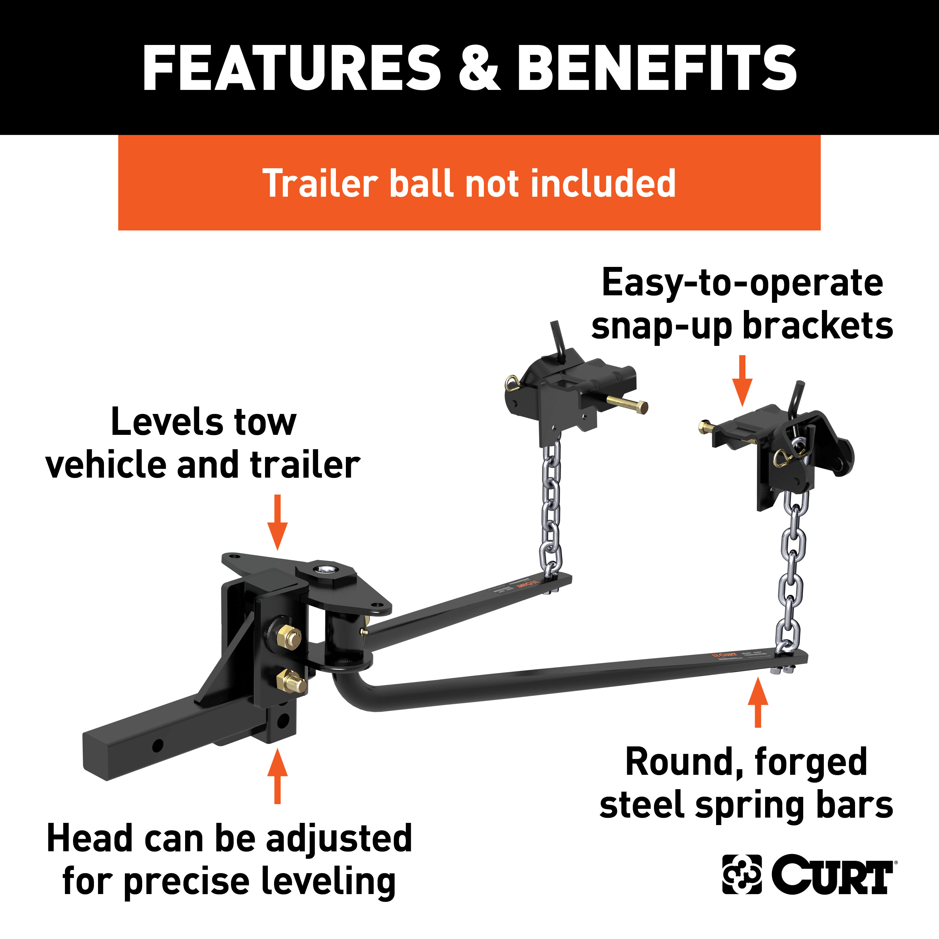 CURT (10-14K) Round Bar Weight Distribution Hitch with Integrated Lubrication thumbnail 1