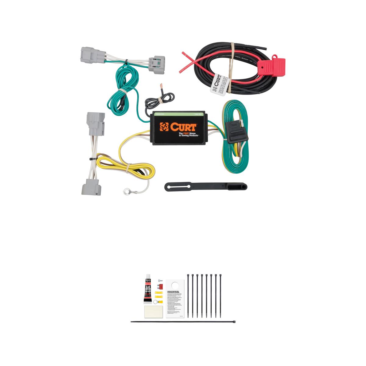 CURT Custom Wiring Harness, 4-Way Flat Output, Select Jeep Cherokee Trailer Connector Kit thumbnail 0