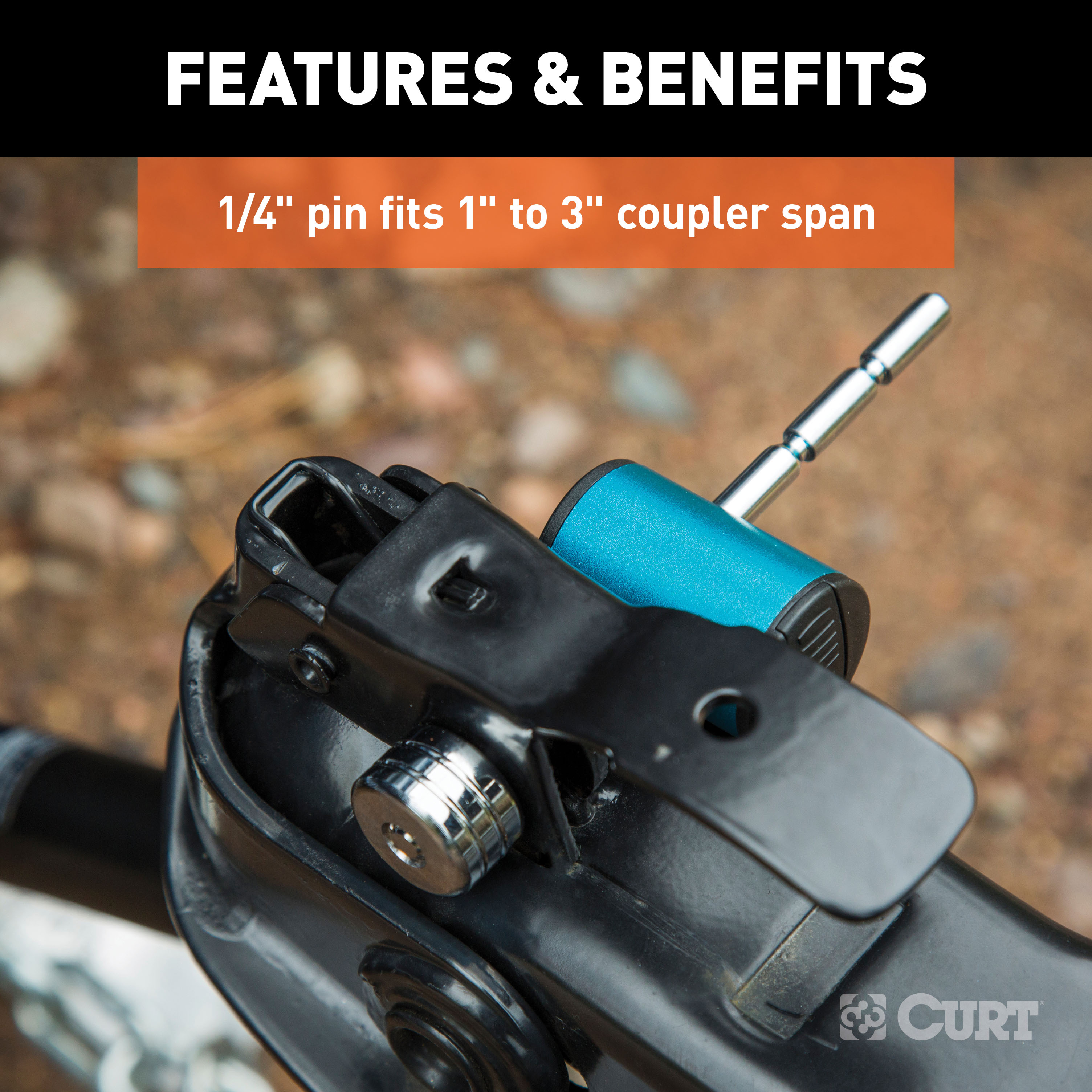CURT Right-Angle Hitch & Coupler Lock Set (2" Receiver, 1" to 3" Latch) Trailer Hitch Lock thumbnail 6