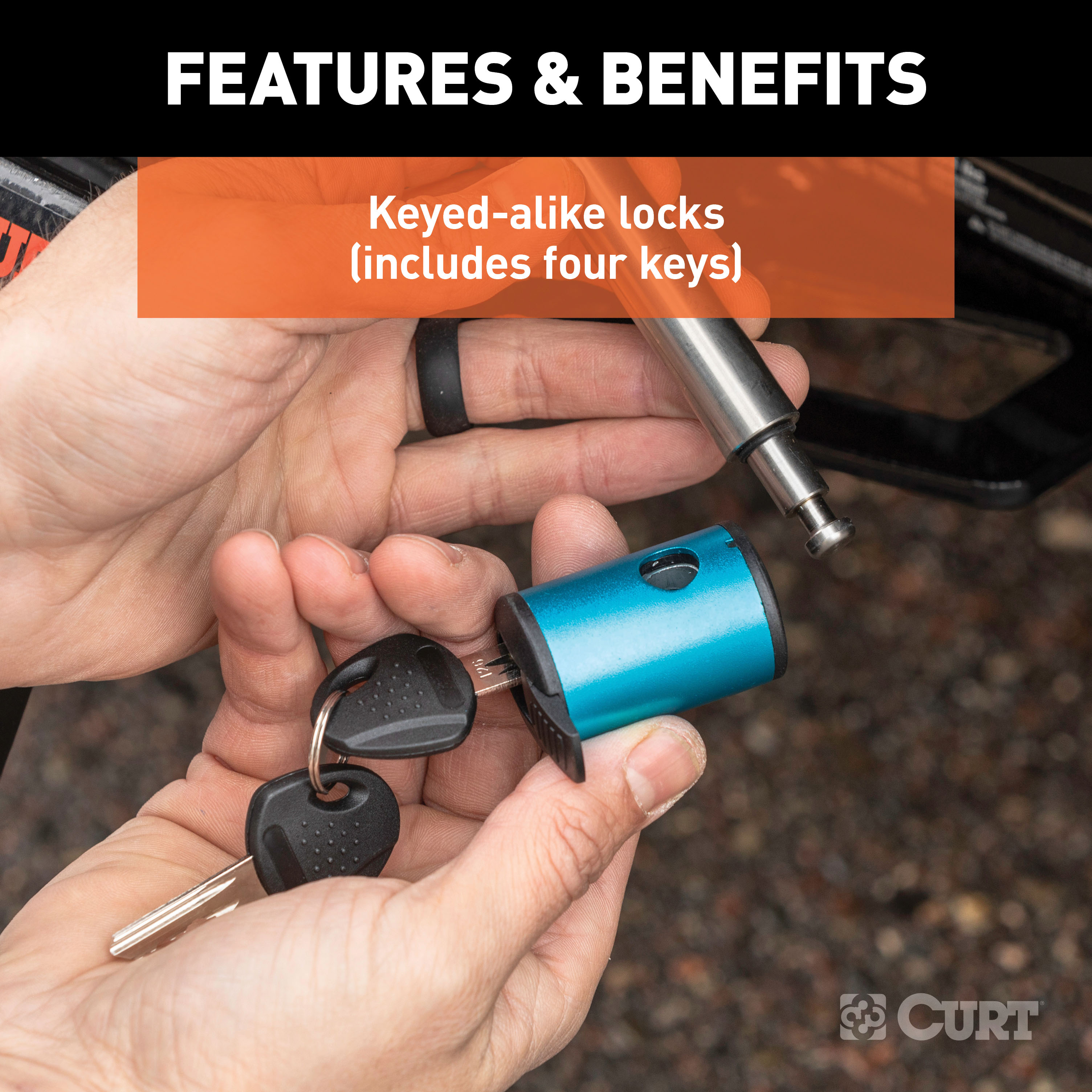 CURT Right-Angle Hitch & Coupler Lock Set (2" Receiver, 1" to 3" Latch) Trailer Hitch Lock thumbnail 9