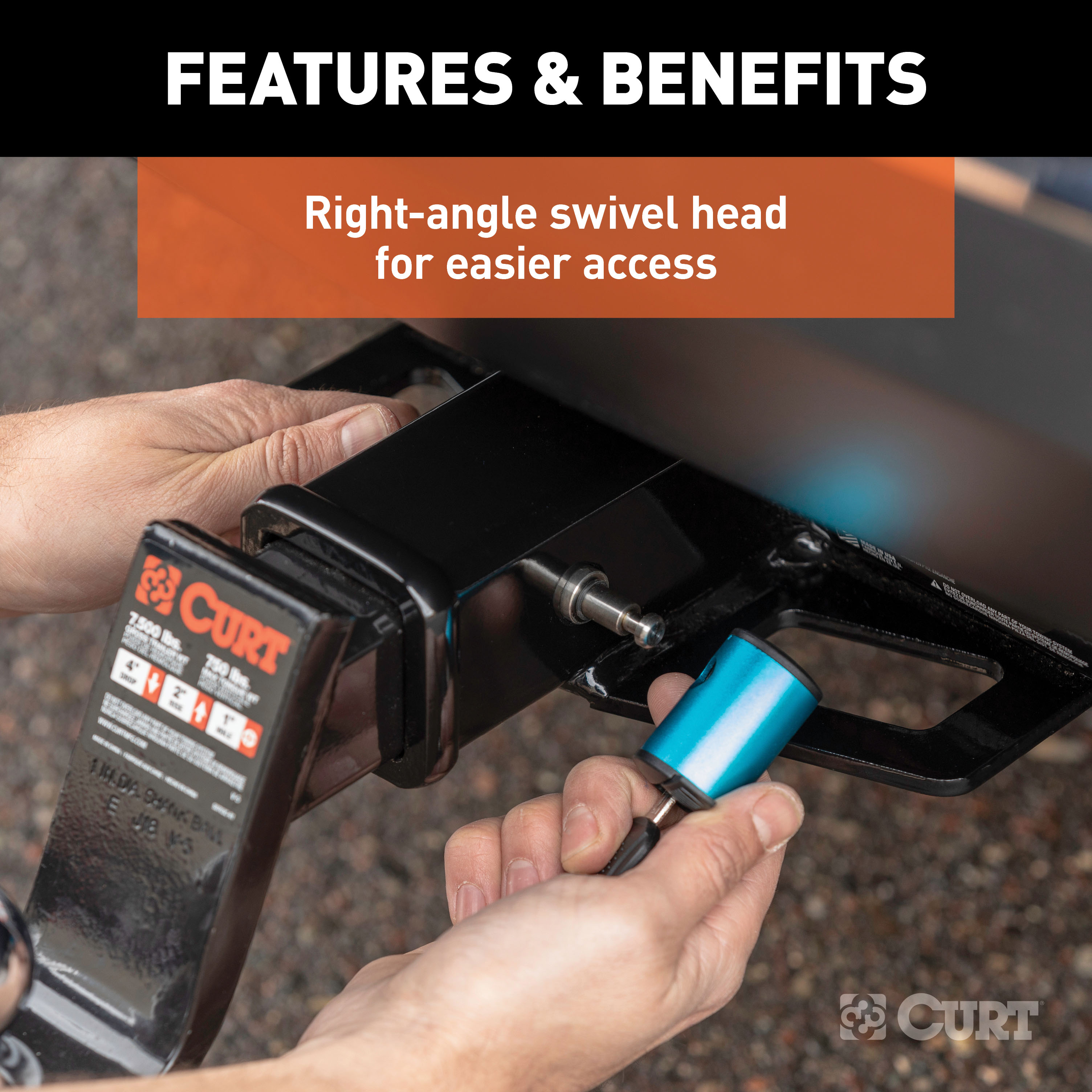 CURT Right-Angle Hitch & Coupler Lock Set (2" Receiver, 1" to 3" Latch) Trailer Hitch Lock thumbnail 5