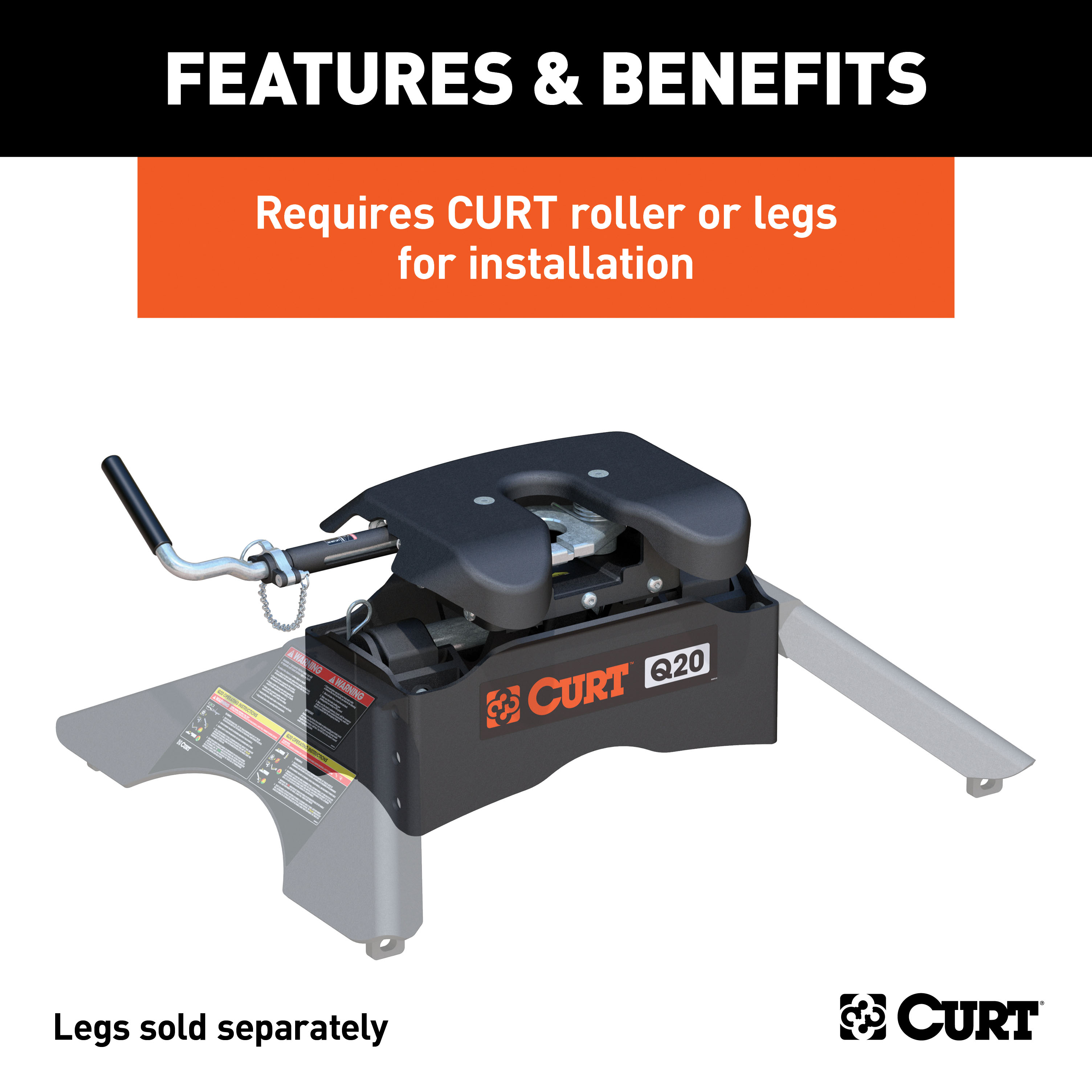 CURT Q20 5th Wheel Hitch Head Fifth Wheel Trailer Hitch Head Unit thumbnail 9