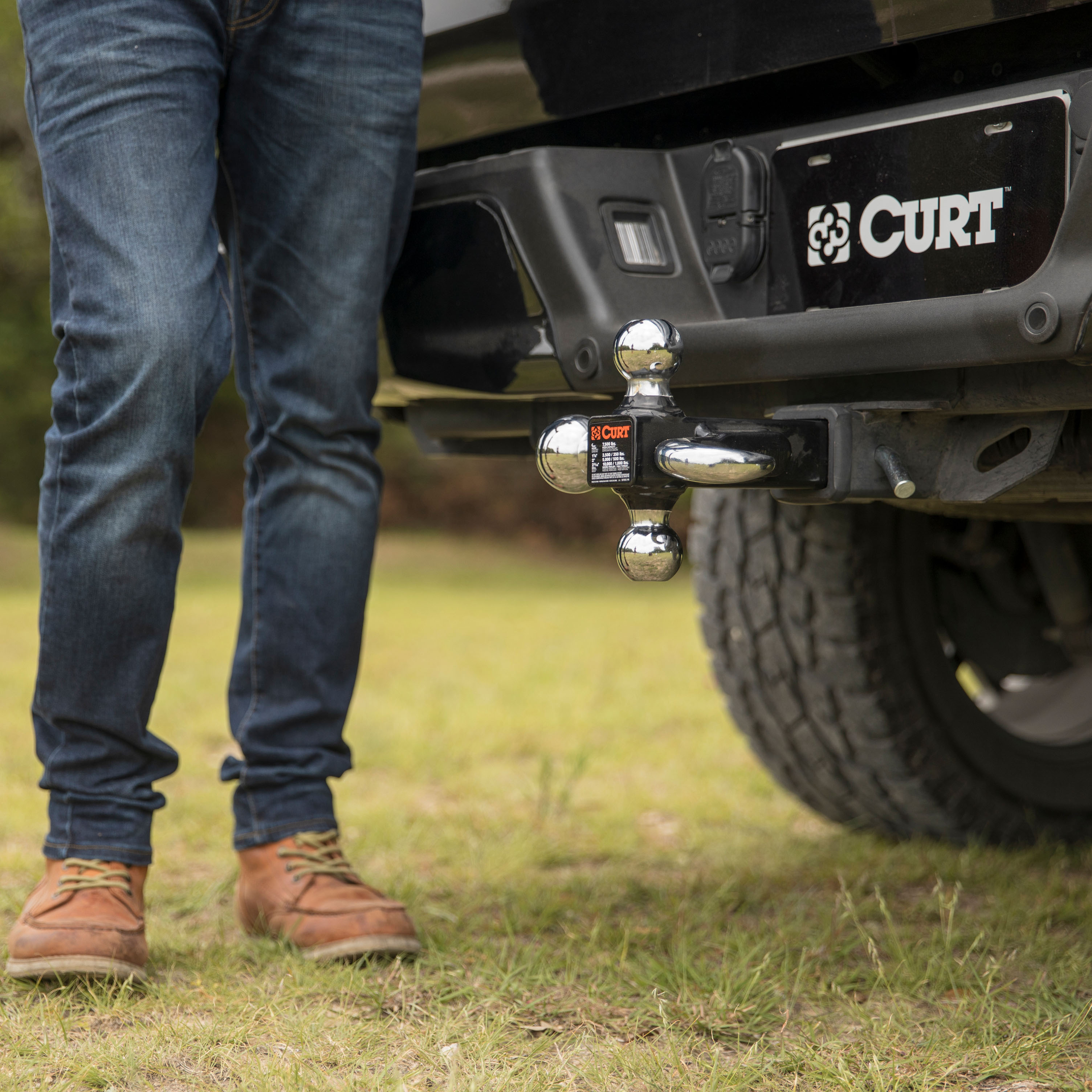 CURT Multi-Ball Mount with Hook (2" Solid Shank, 1-7/8", 2" & 2-5/16" Chrome Balls) Trailer Hitch Ball Mount thumbnail 4