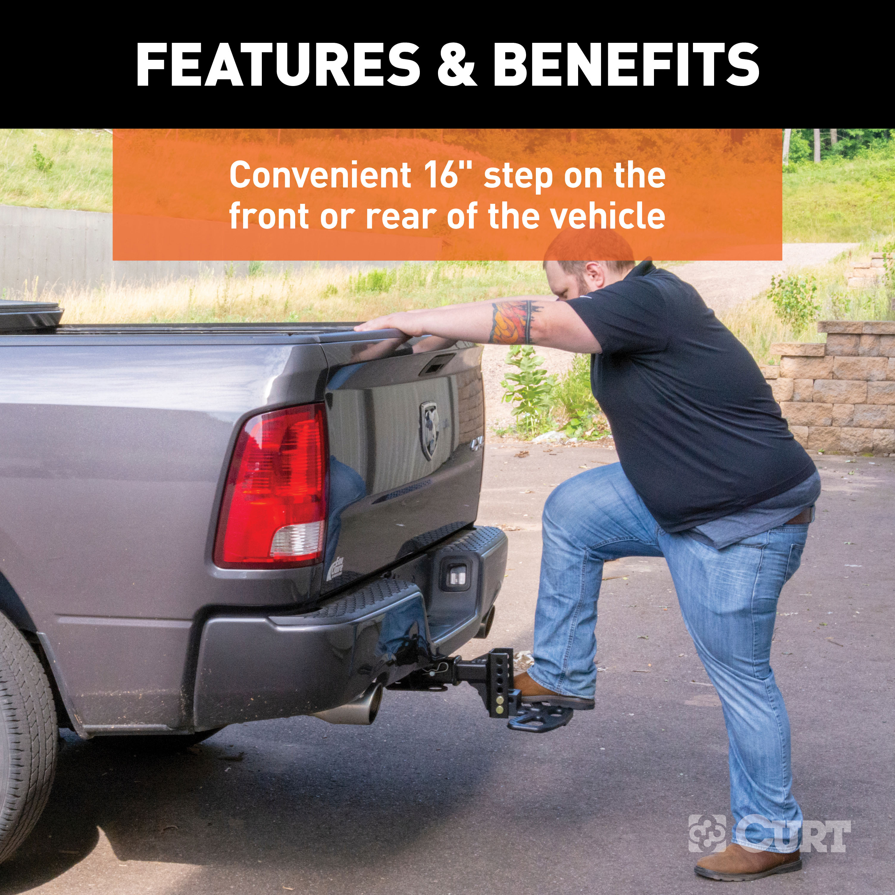 CURT Adjustable Channel Mount Hitch Step Receiver Hitch Mounted Step thumbnail 3