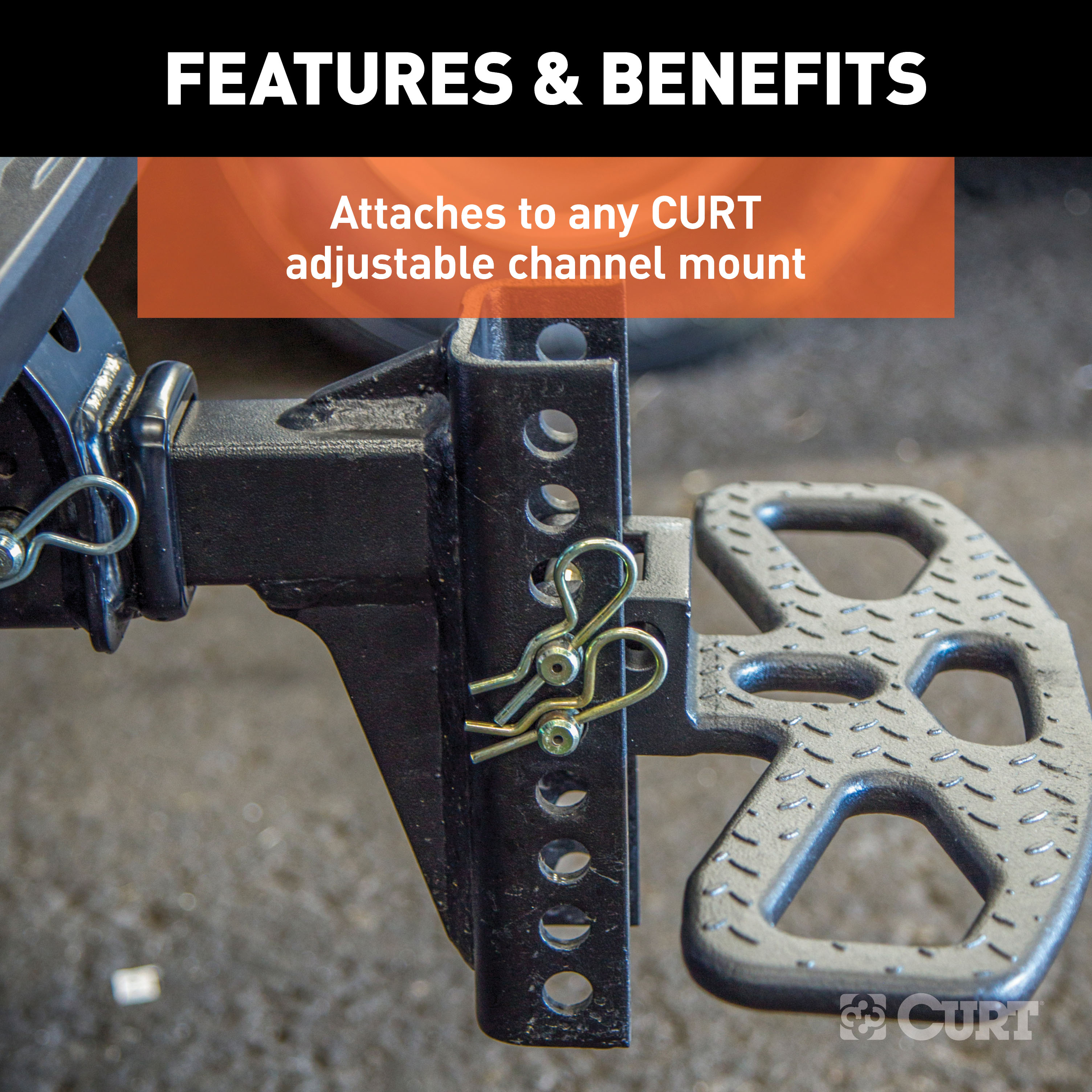 CURT Adjustable Channel Mount Hitch Step Receiver Hitch Mounted Step thumbnail 4