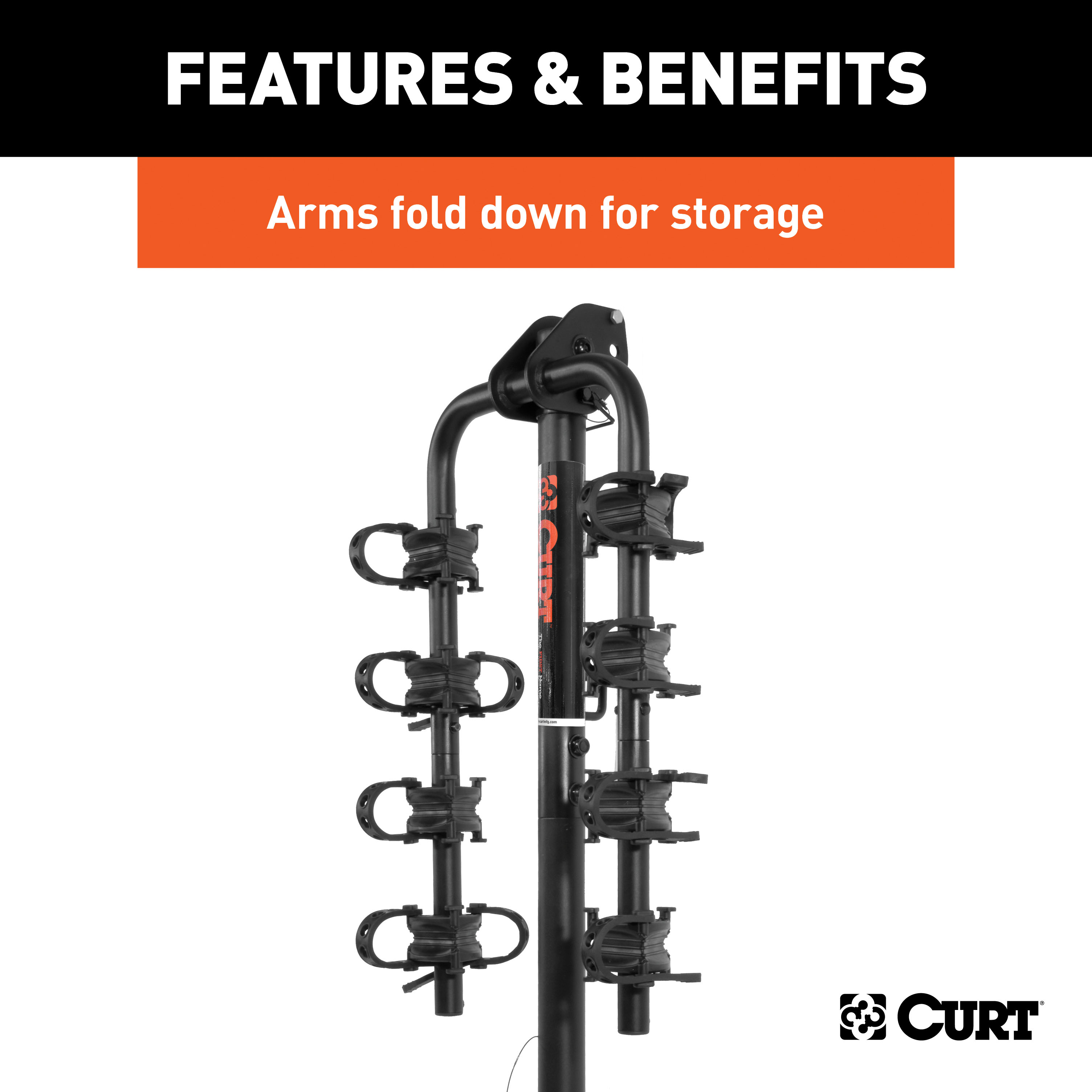 CURT Extendable Hitch-Mounted Bike Rack (2 or 4 Bikes, 1-1/4" or 2" Shank) Bicycle Rack thumbnail 8