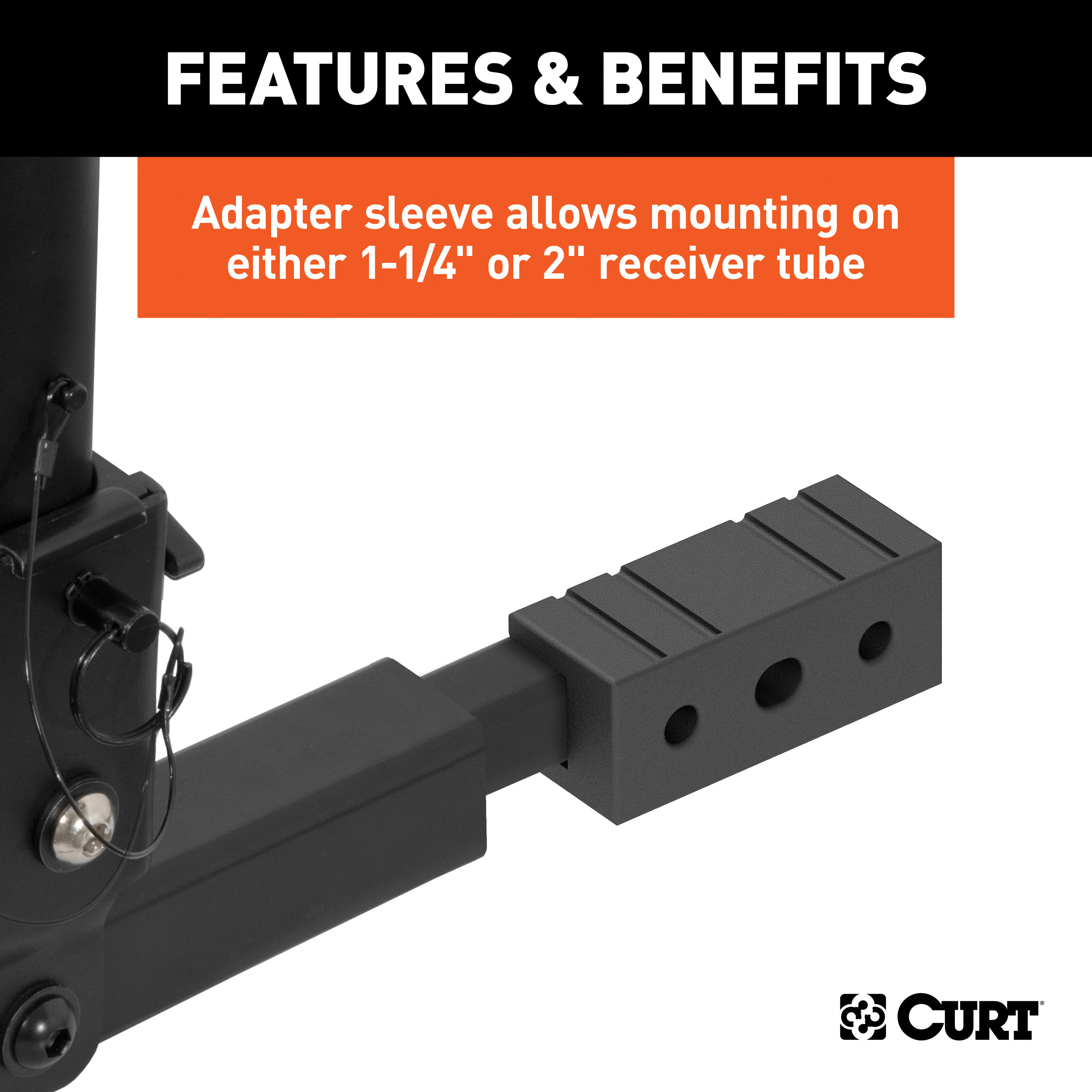 CURT Extendable Hitch-Mounted Bike Rack (2 or 4 Bikes, 1-1/4" or 2" Shank) Bicycle Rack thumbnail 6