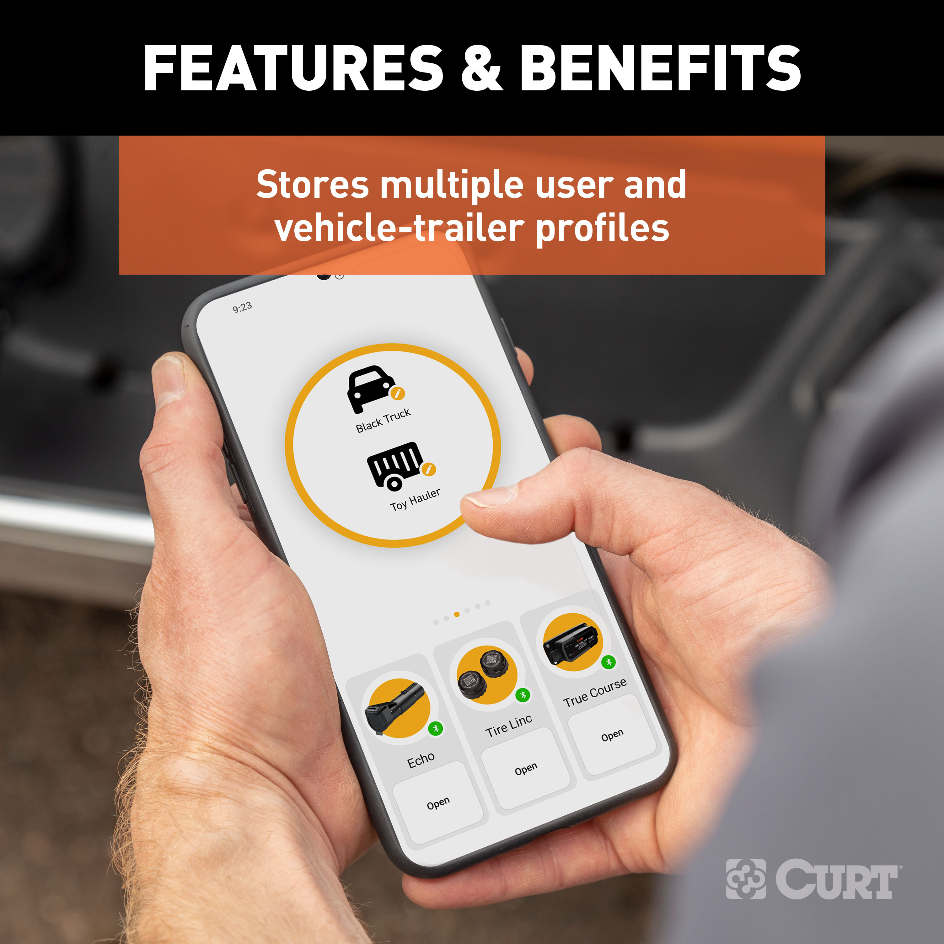 CURT Echo Mobile Bluetooth Trailer Brake Controller – Wireless, Plug & Play, Smartphone App, Fits 7-Way, 1-2 Axles thumbnail 7