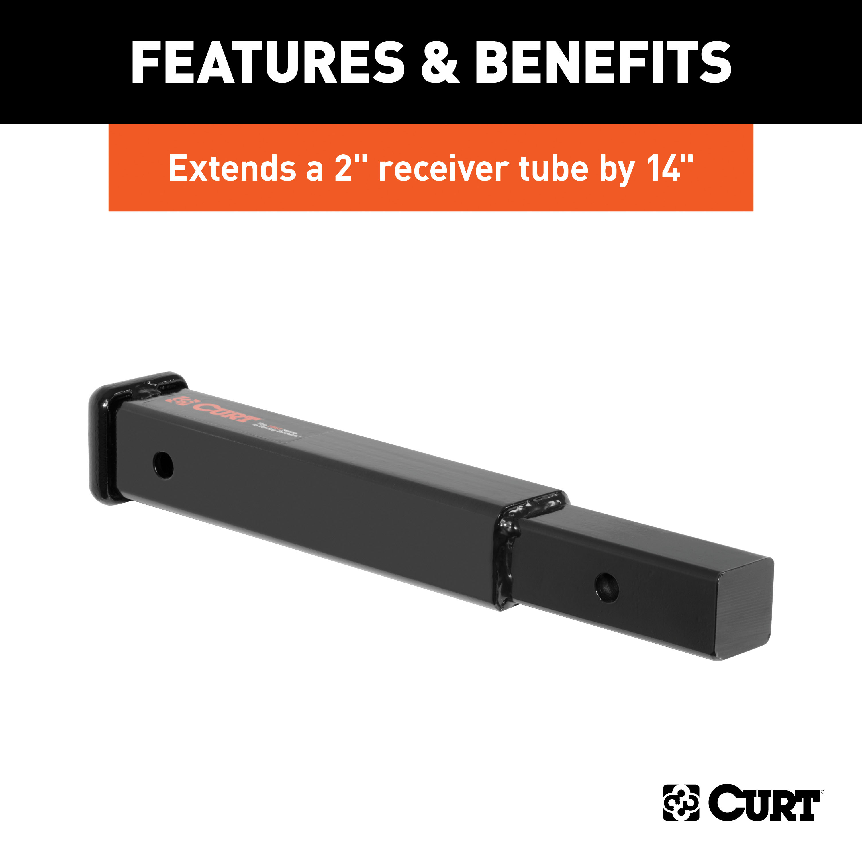 CURT 14" Receiver Tube Extender (2" Shank, 3,500 lbs.) Trailer Hitch thumbnail 2