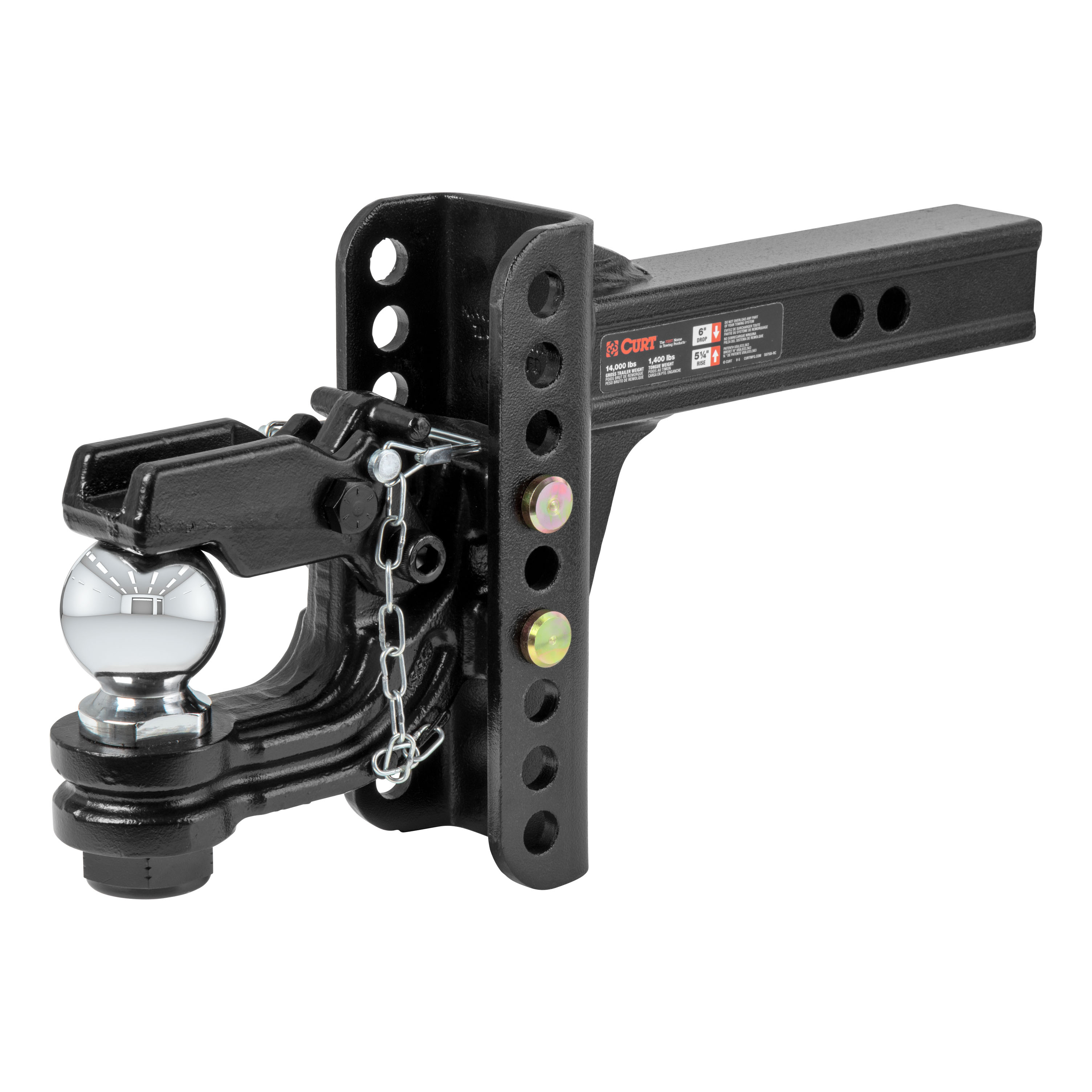 CURT Adjustable Channel Mount with 2-5/16" Ball & Pintle (2" Shank, 13,000 lbs.) Trailer Hitch Pintle Hook Mount thumbnail 0