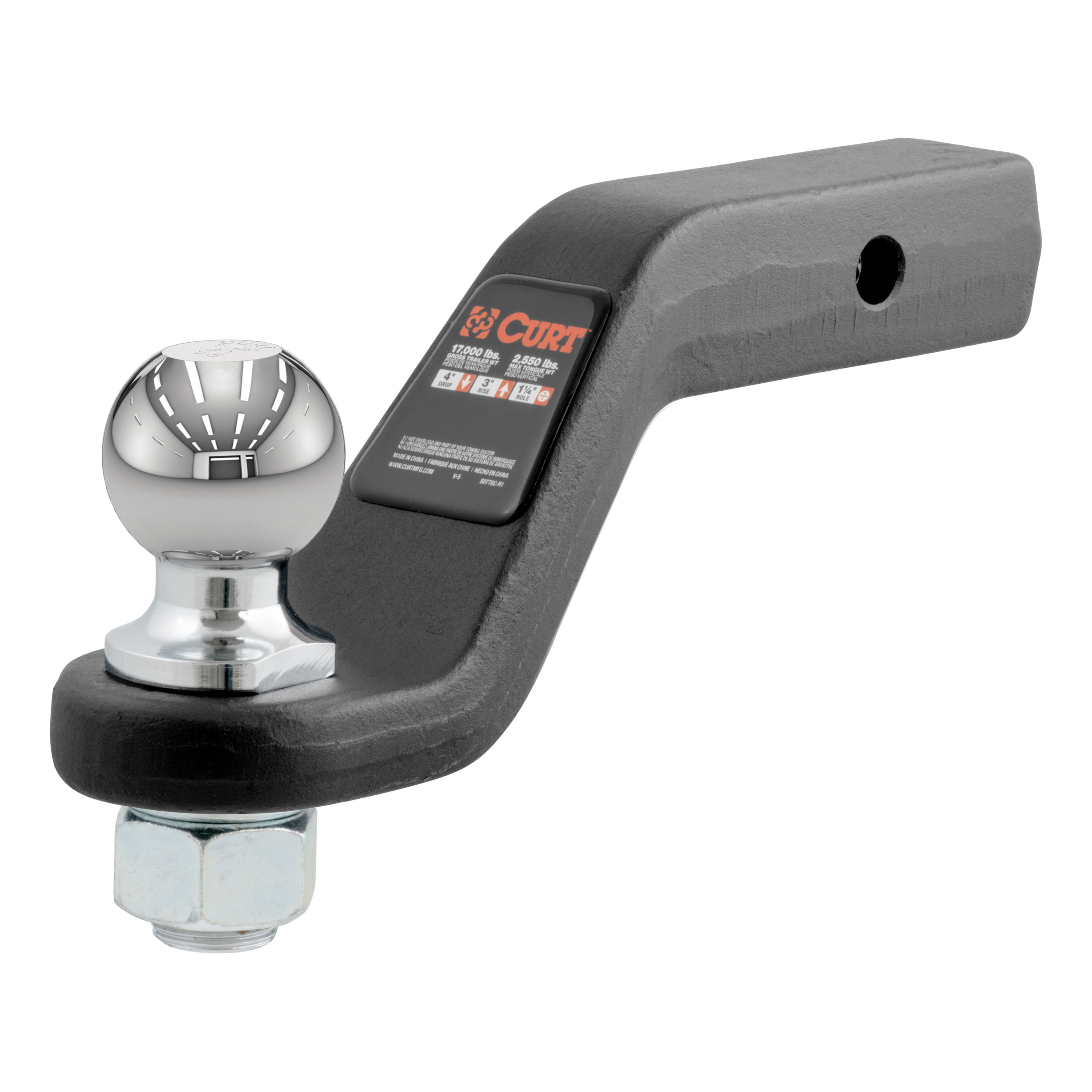 CURT Loaded Forged Ball Mount with 2-5/16" Ball (2" Shank, 15,000 lbss., 4" Drop) Trailer Hitch Ball Mount thumbnail 0