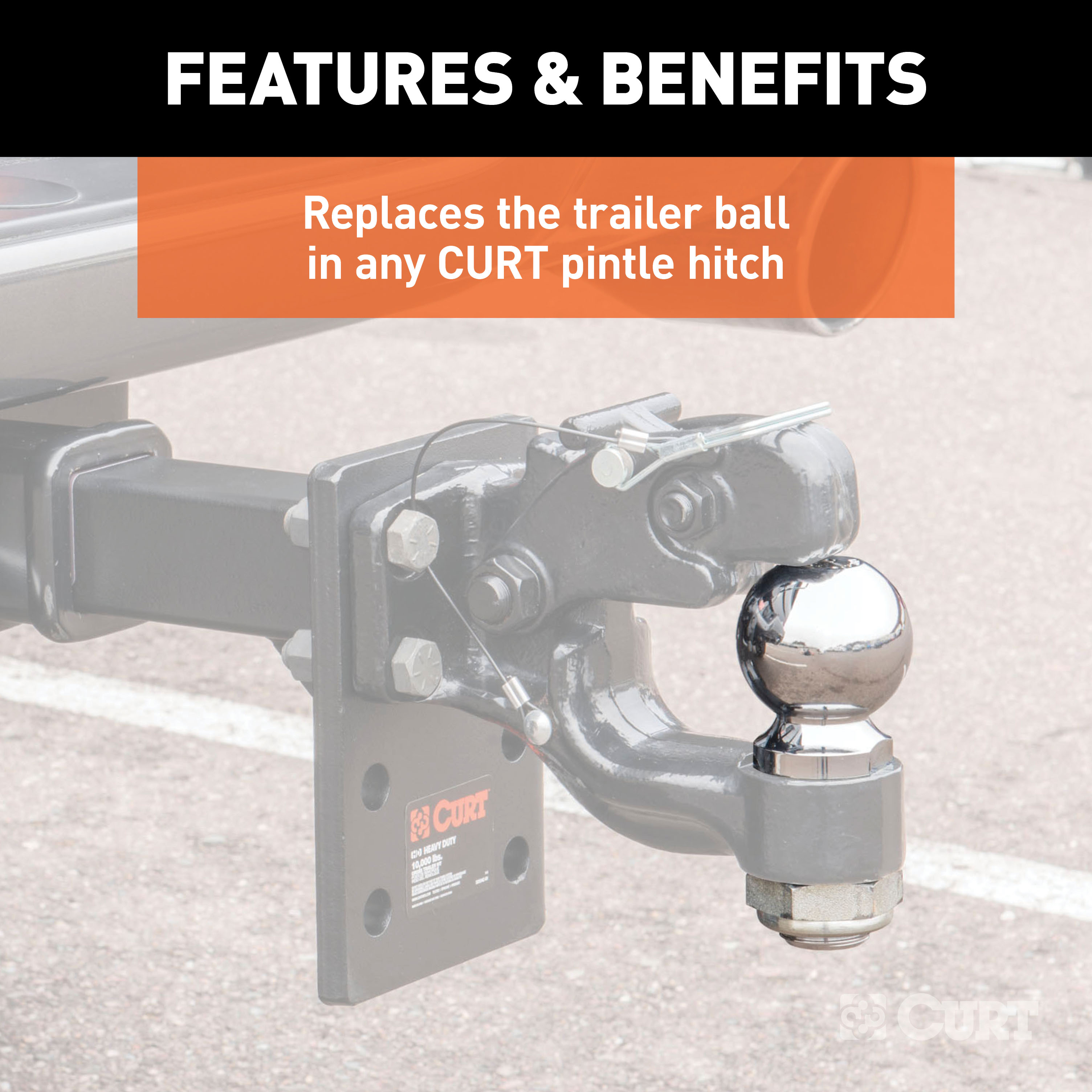 CURT Replacement 2-5/16" Pintle Ball (16,000 lbs., 1-1/4" Shank) thumbnail 2