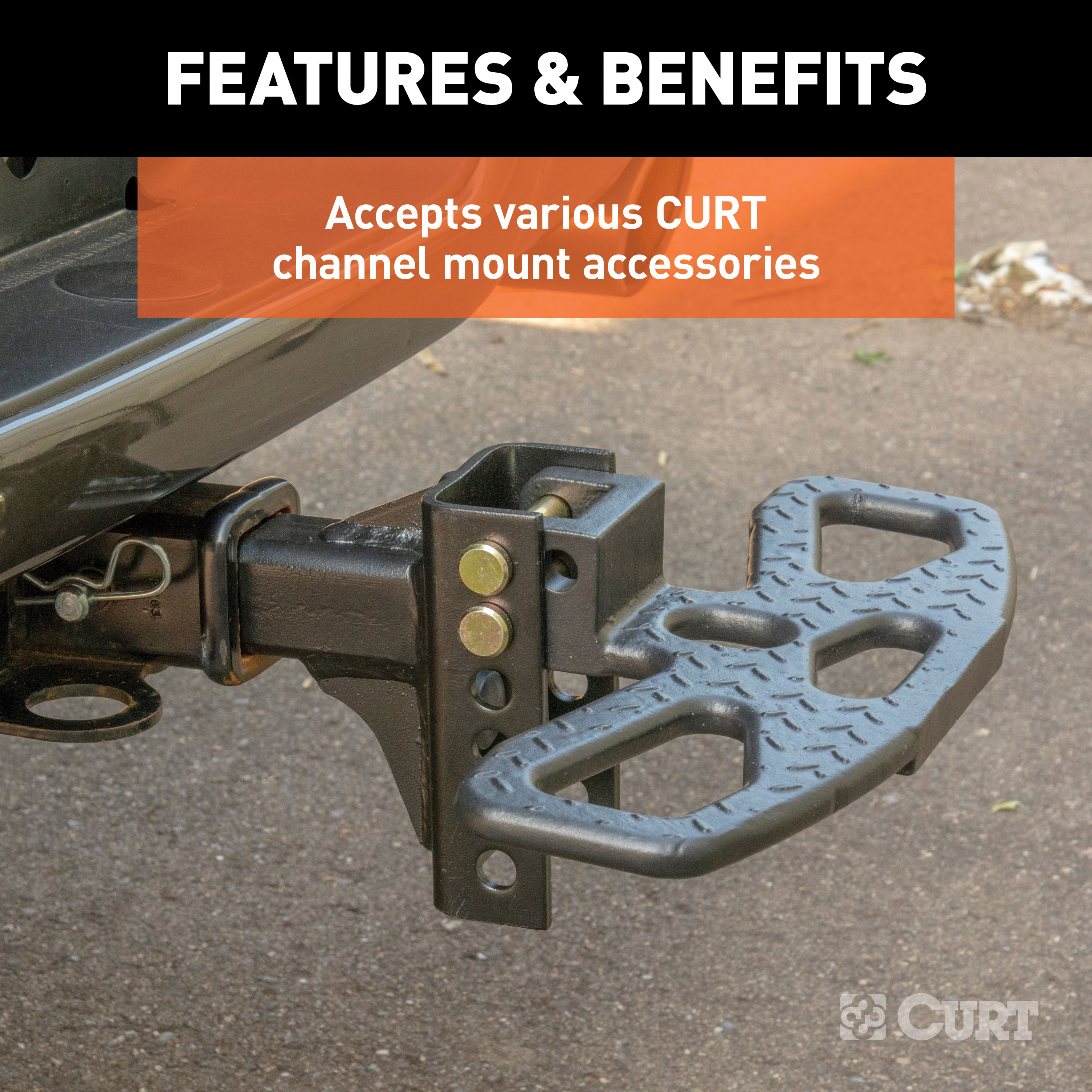 CURT Adjustable Channel Mount with 1" Ball Hole (2" Shank, 6,000 lbss., 6-3/4" Drop) Trailer Hitch Ball Mount thumbnail 4
