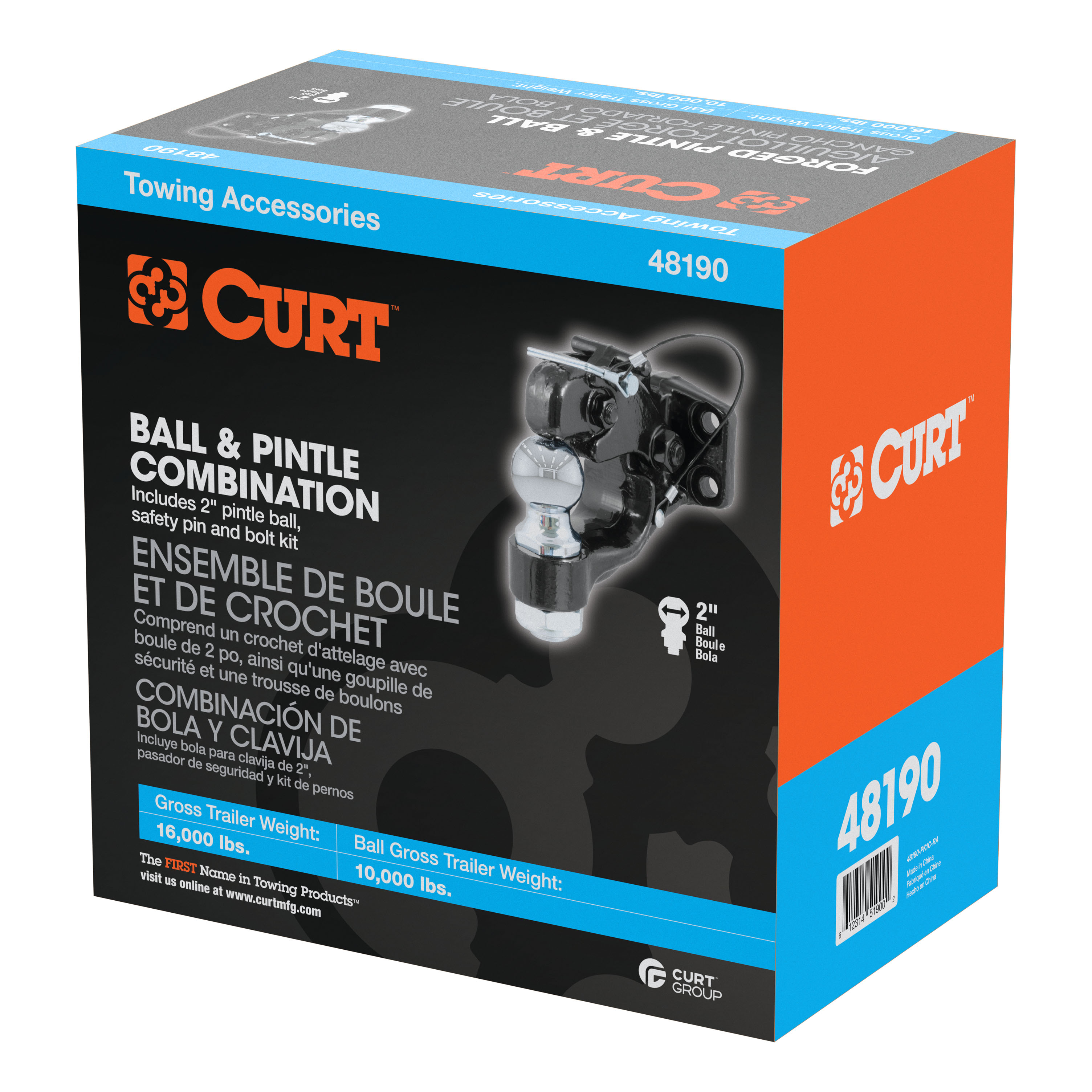 CURT Ball & Pintle Hitch (2" Ball, 10,000 lbs. Ball Capacity) Trailer Hitch Pintle Hook Mount thumbnail 5