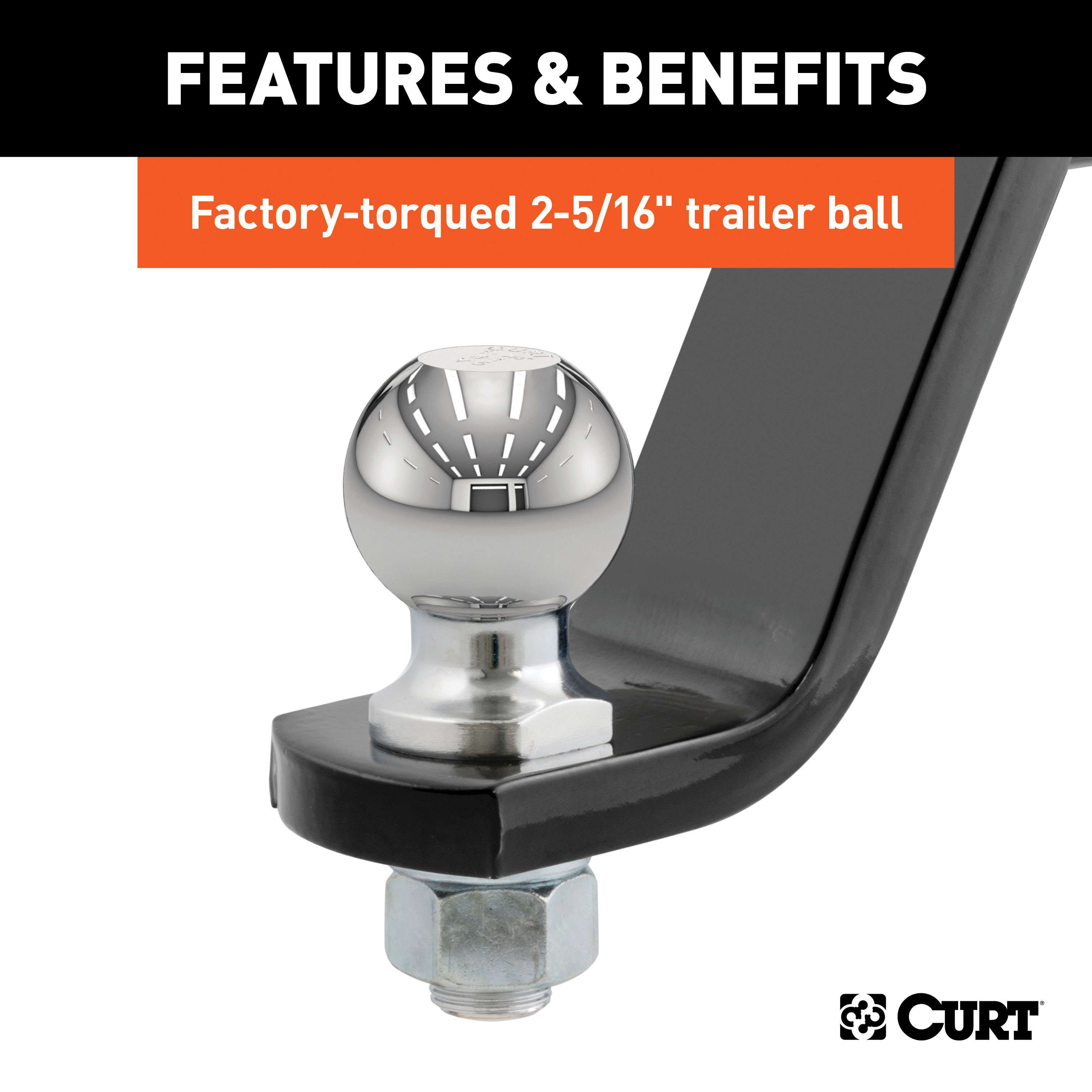 CURT Loaded Ball Mount with 2-5/16" Ball (2" Shank, 7,500 lbss., 6" Drop) Trailer Hitch Ball Mount thumbnail 3