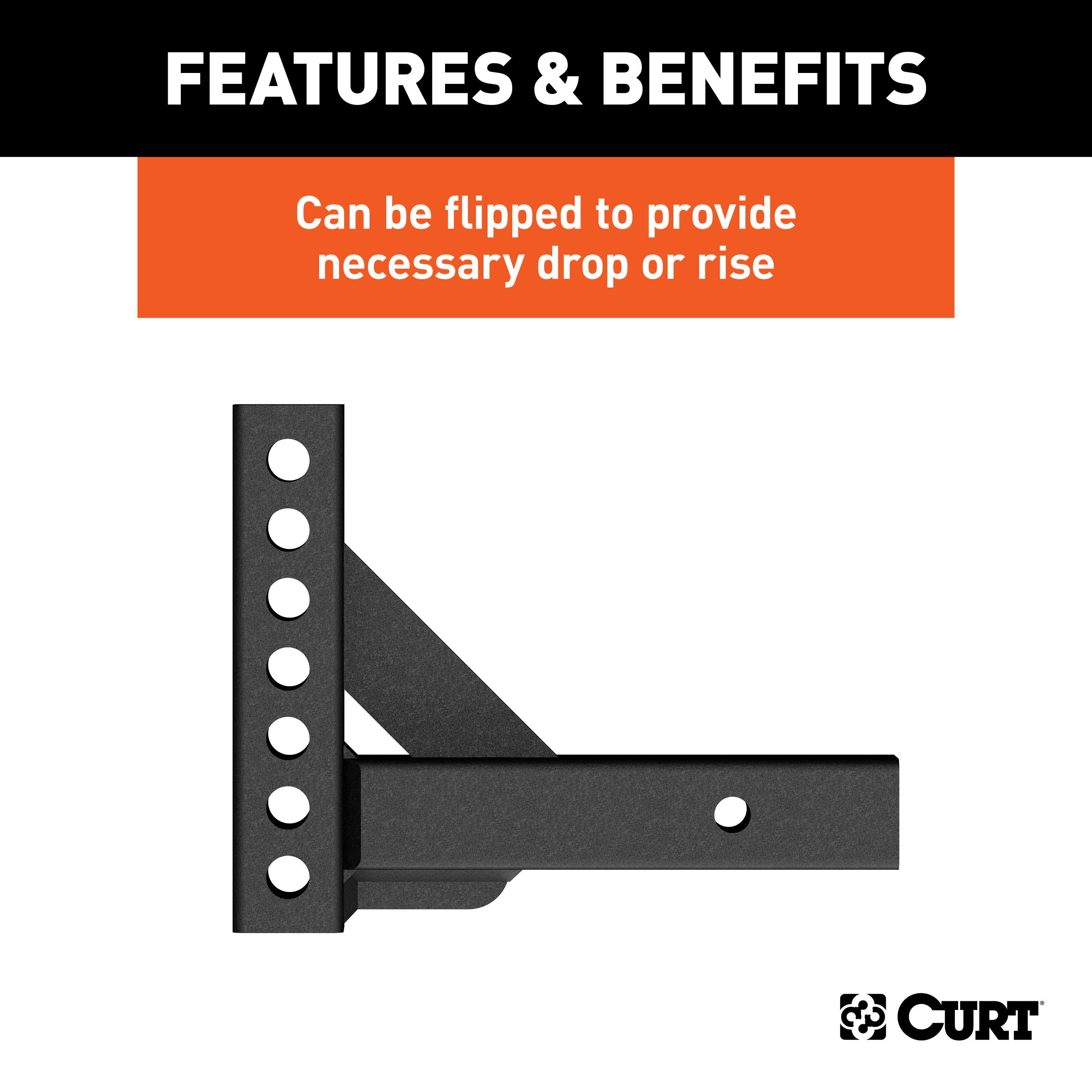CURT Weight Distribution Shank (2" Shank, 2" Drop, 6" Rise) Trailer Hitch thumbnail 2