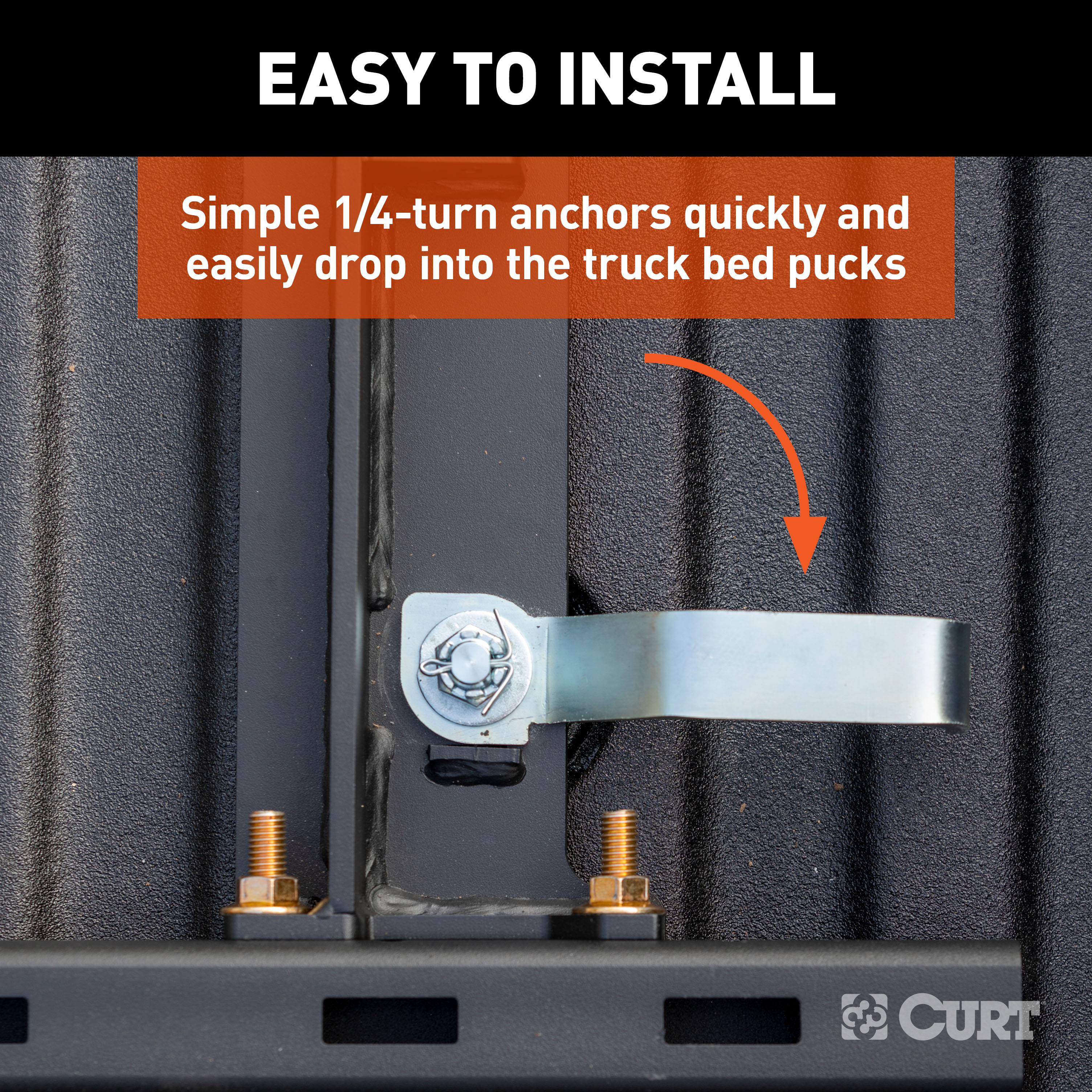 CURT Puck System 5th Wheel Adapter with Rails, Select Chevy, Ford, GMC, 25K Fifth Wheel Trailer Hitch Mount Leg thumbnail 3