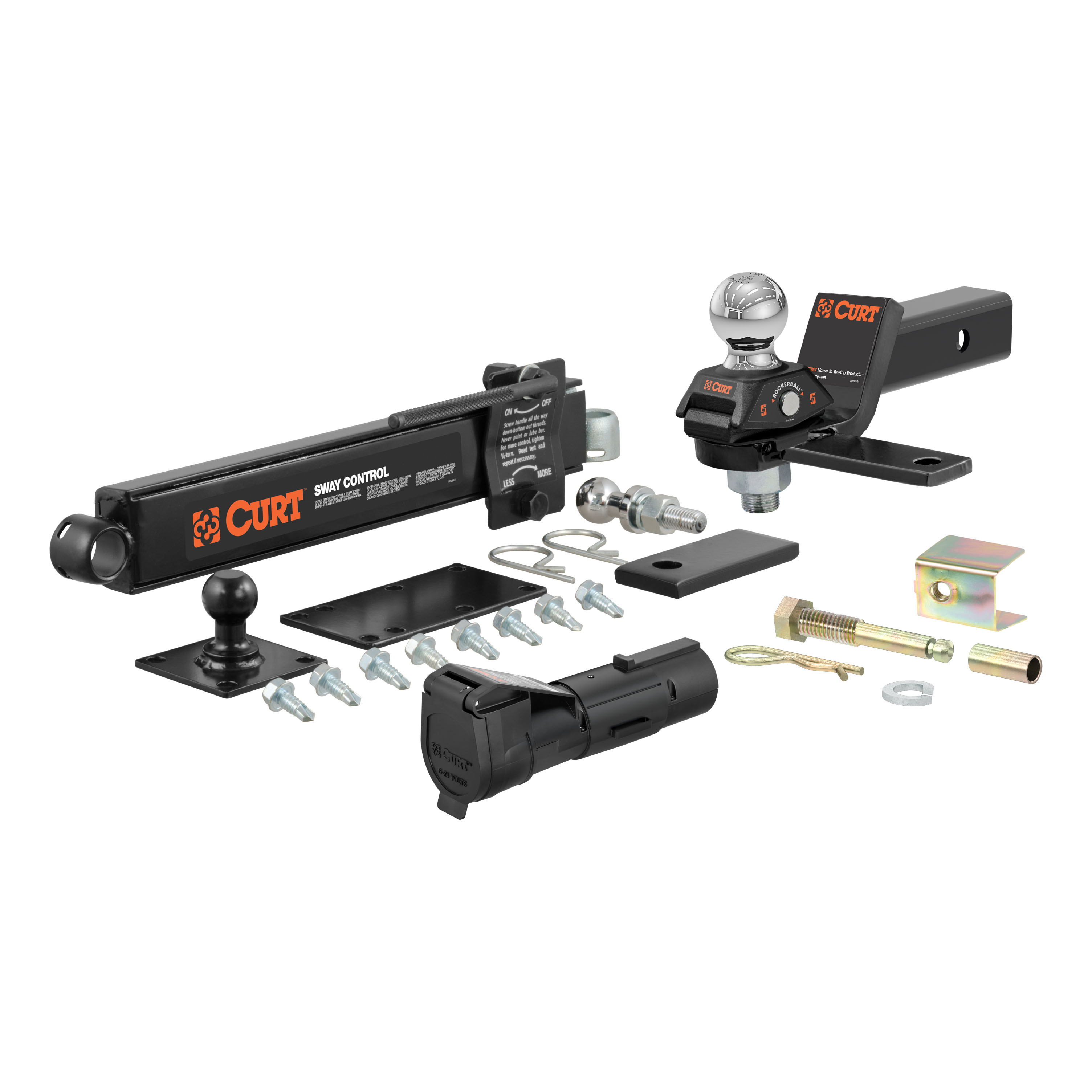 CURT RV Towing Starter Kit (Cushion Hitch, Sway Control, Echo Brake Controller) Trailer Hitch Ball Mount thumbnail 0