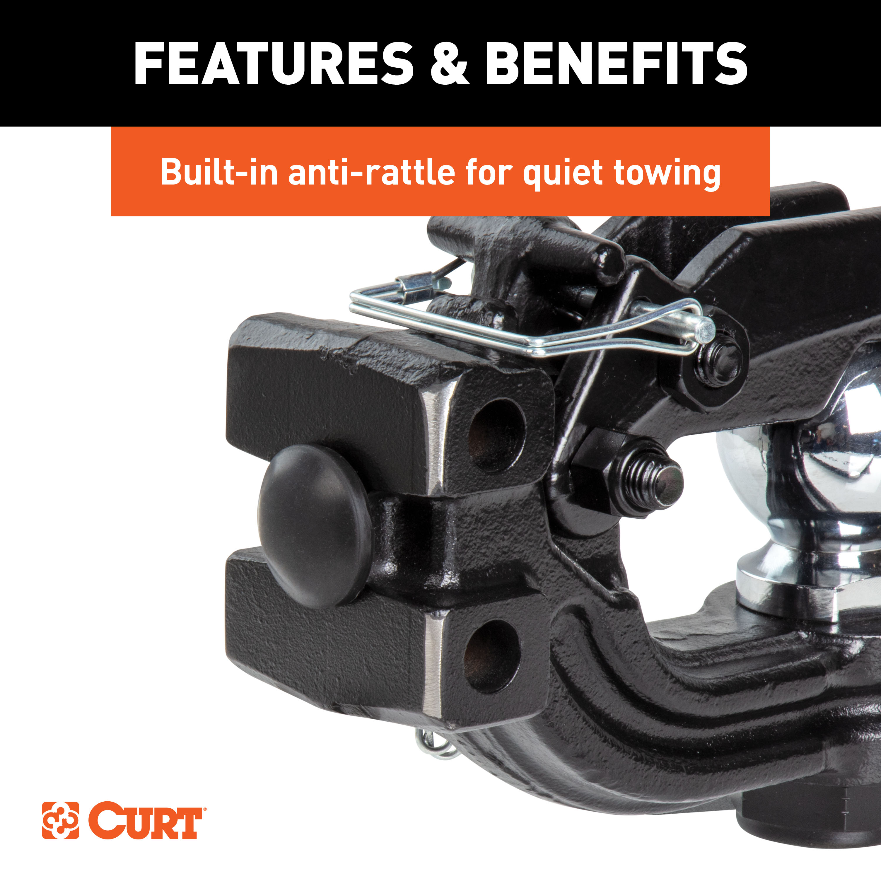 CURT Adjustable Channel Mount with 2-5/16" Ball & Pintle (2-1/2" Shank, 20,000 lbs.) Trailer Hitch Pintle Hook Mount thumbnail 4