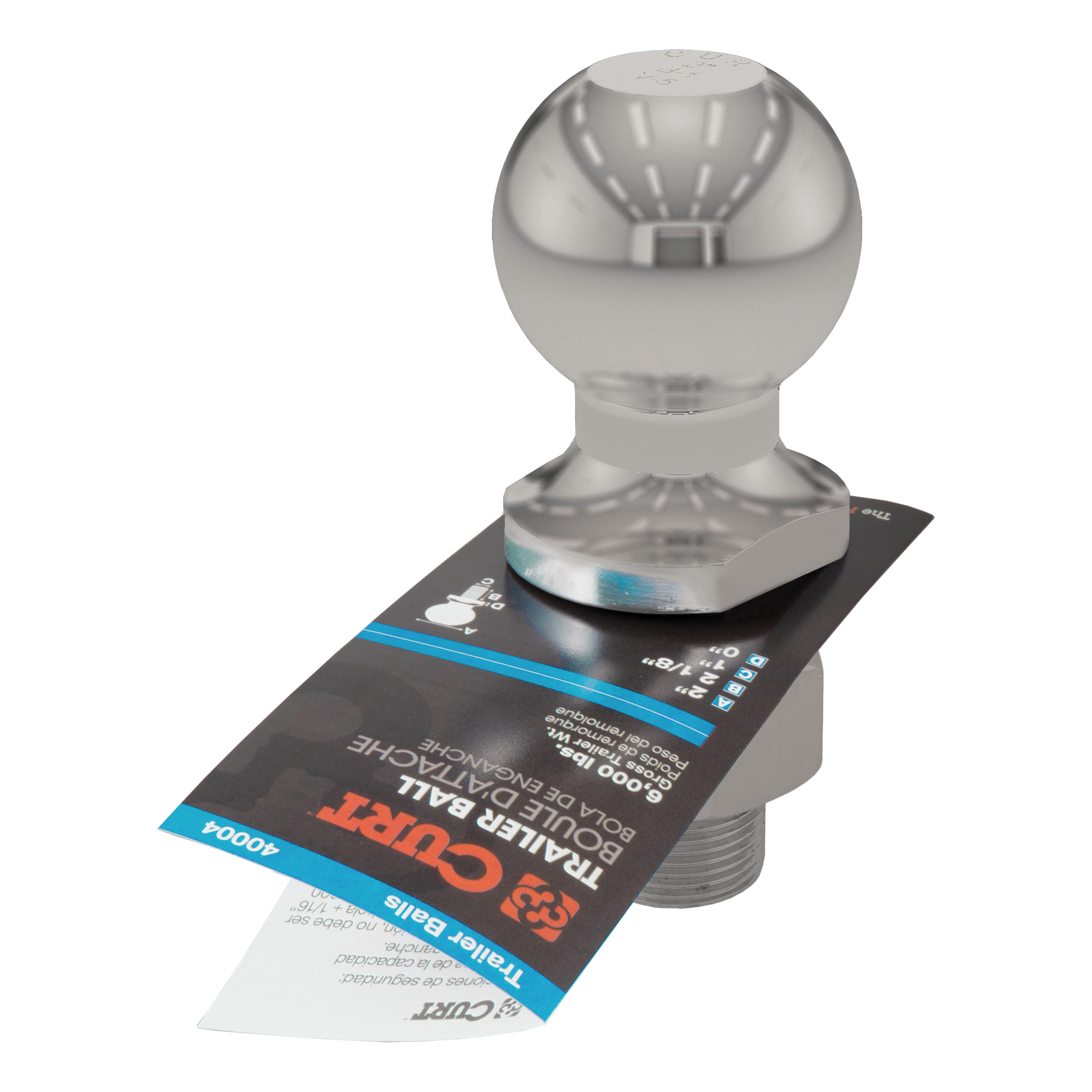 CURT 2" Trailer Ball (1" x 2-1/8" Shank, 6,000 lbs., Stainless) Trailer Hitch Ball thumbnail 2